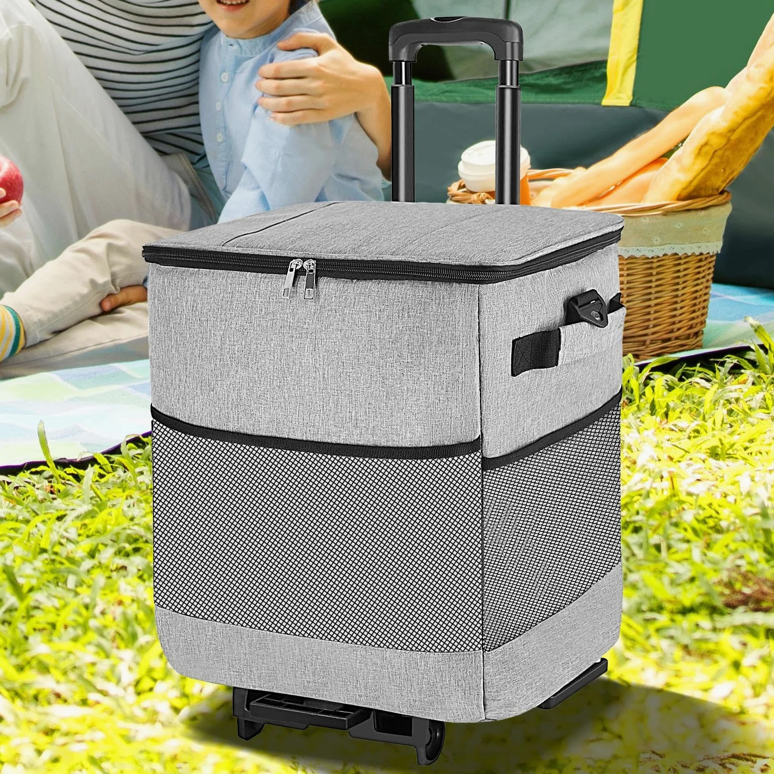 s con Ruedas Y Asas Portátil Antifugas Aislado Impermeable Reutilizable con | Bolsa isotérmica con ruedas Para Camping, Patio, Viajes, Exterior, Almuerzo, Picnic, , Pesca