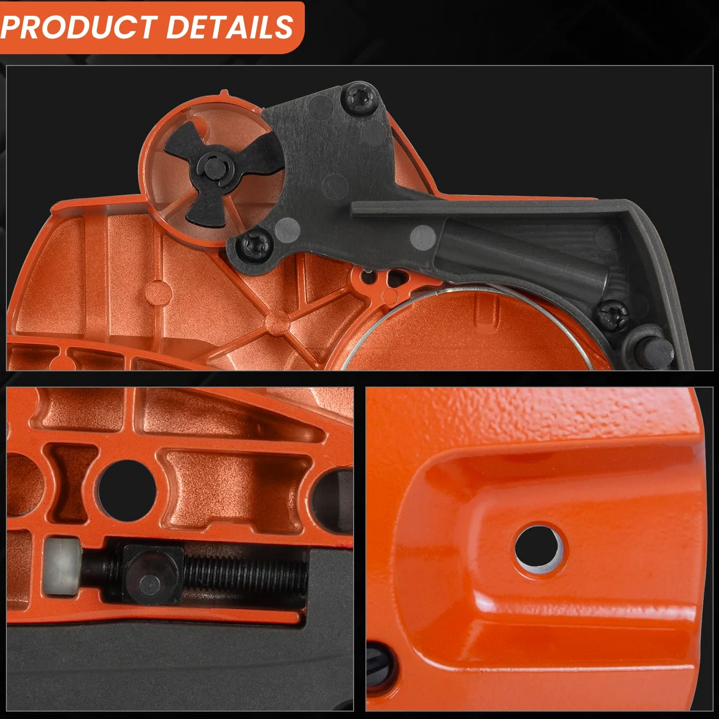 Conjunto de cubierta de embrague de freno de cadena compatible con motosierra Husqvarna 135 140 435 440 E II, incluye clips a presión y tuercas de barra, sustituye a 501388203 536329204 501388201