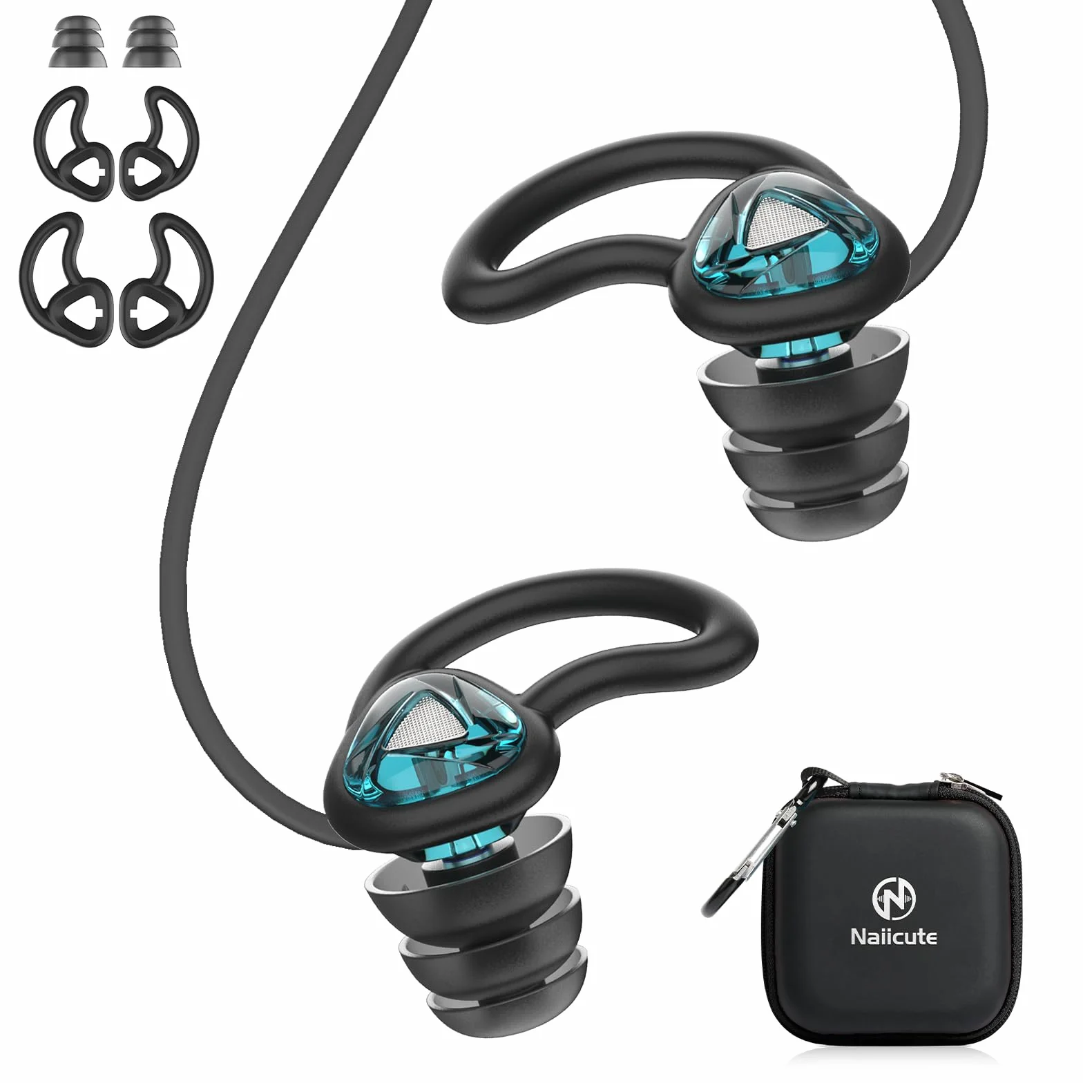 Tapones para los oídos de silicona reutilizables para nadar con cordón adultos jóvenes