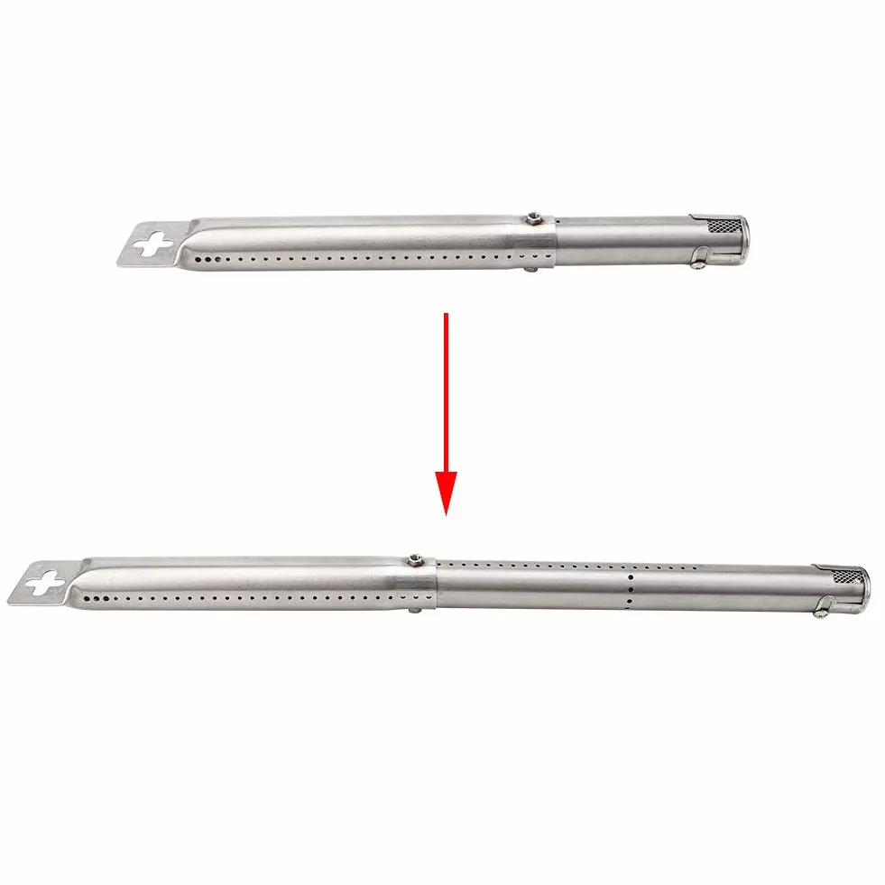 SIXRUN 4 Piezas Quemadores de Pipa para Barbacoa Tubo de Parrilla de Acero Inoxidable Ajustable Piezas de Repuesto Telescópicas de 30,5 a 44,5 Cm para Parrillas de Barbacoa Al Aire Libre Cocina para