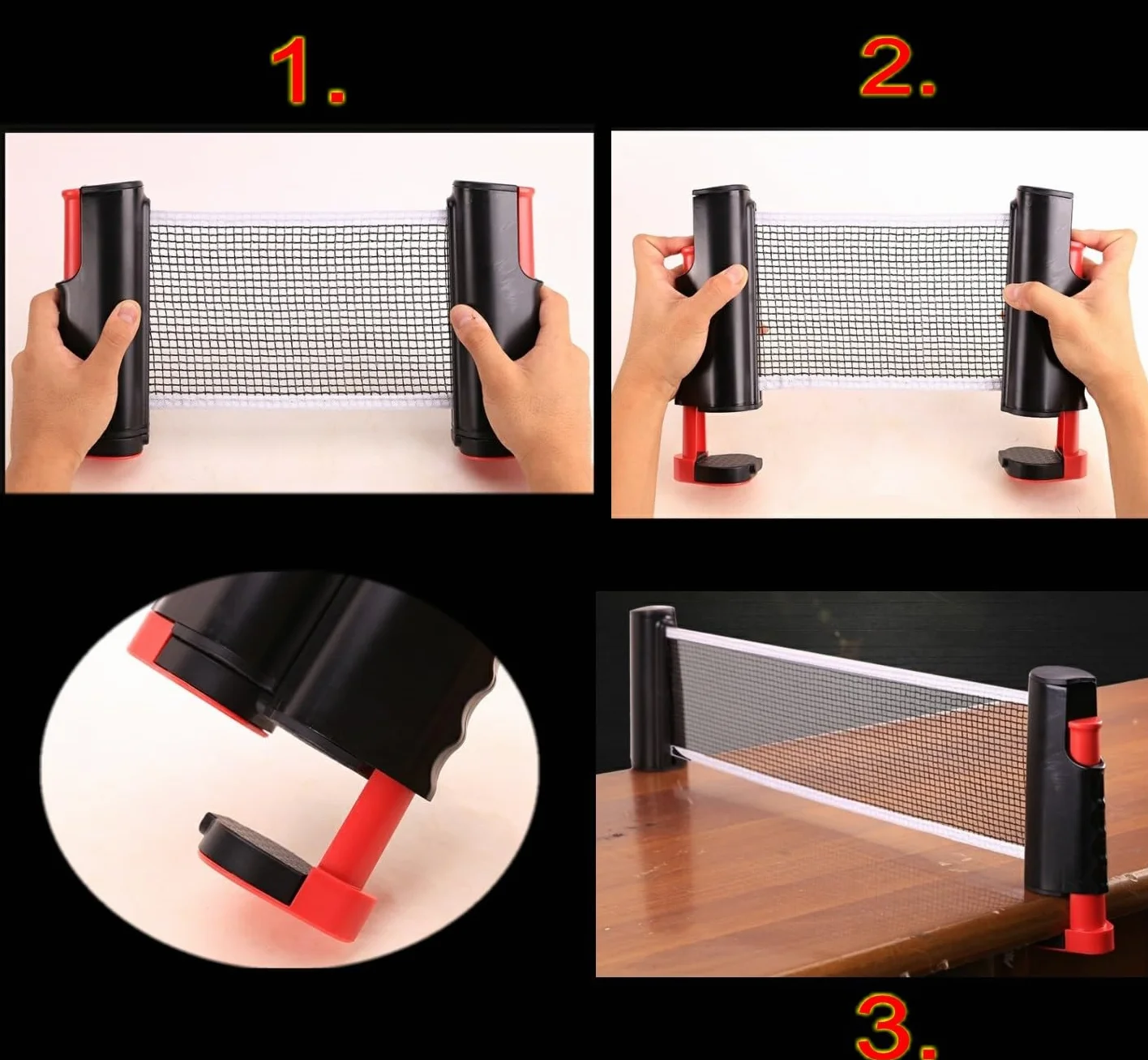 Red de tenis de mesa retráctil 165 cm, soporte de abrazadera para mesa de ping pong
