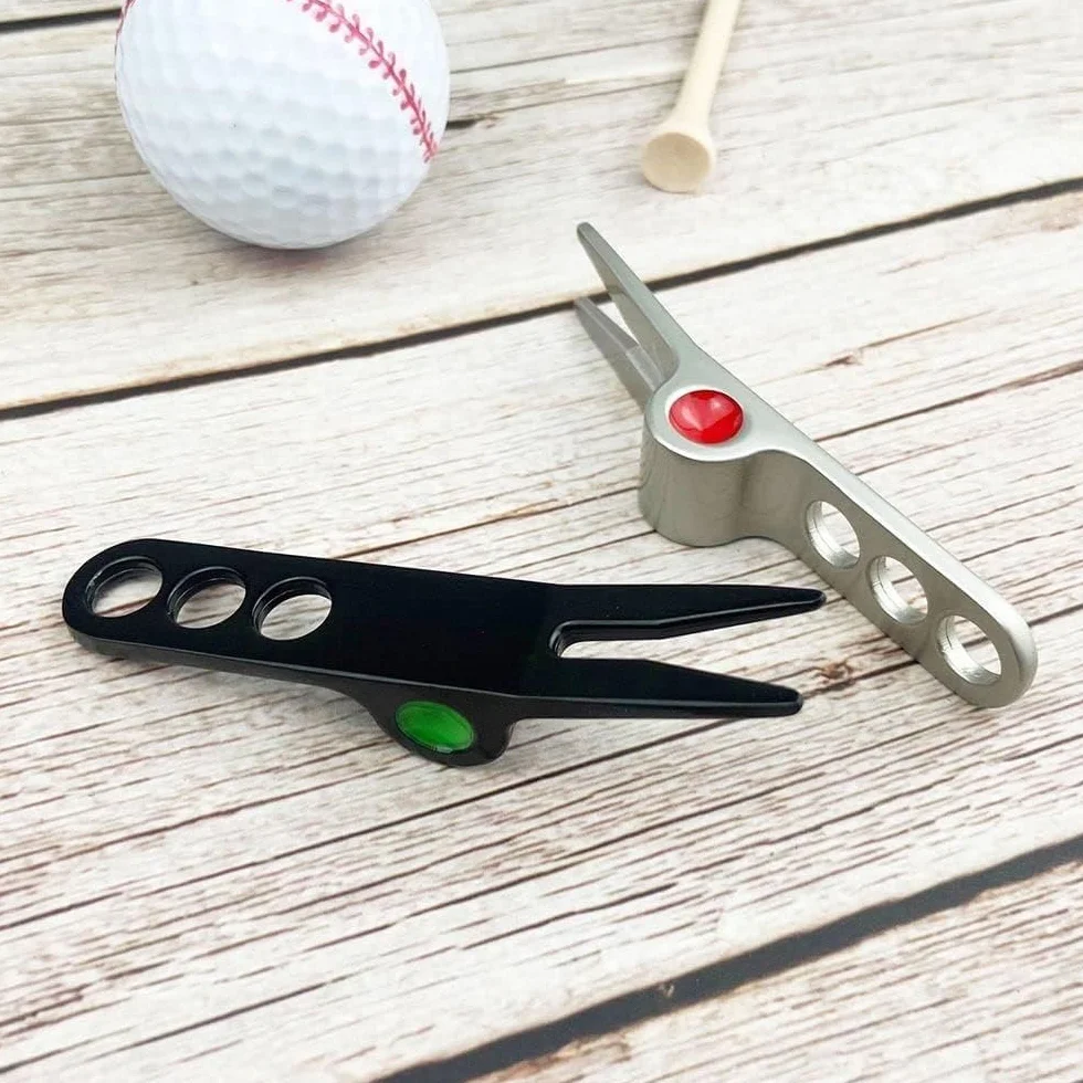 Herramienta de Reparación de Horquilla de Pelota de Golf Resistente Plata