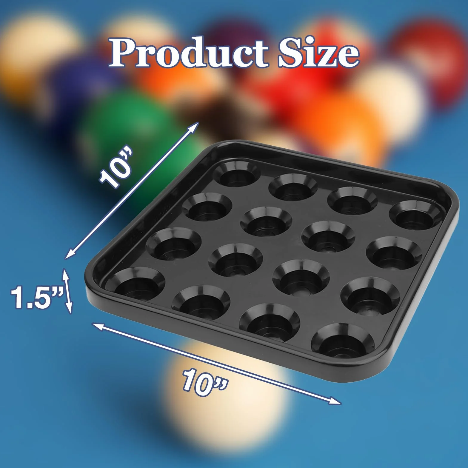 Buachois Bandeja de Bolas de Billar, Almacenamiento de 16 Agujeros, Accesorios para Sala de Billar, Negro