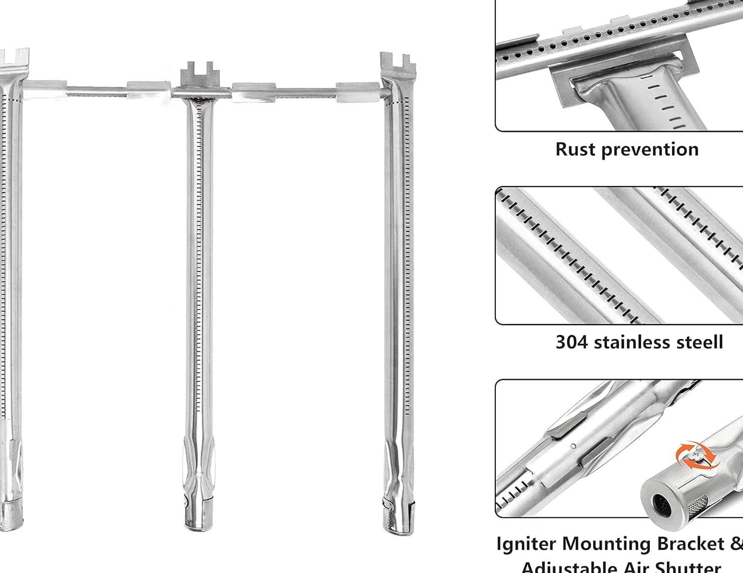 7636 Barras Flavorizer y 69787 Tubo quemador de acero inoxidable para Weber Spirit I & II 300 Series, Spirit E310 E320 E330 S310 S320 S330 (con controles montados frontales)