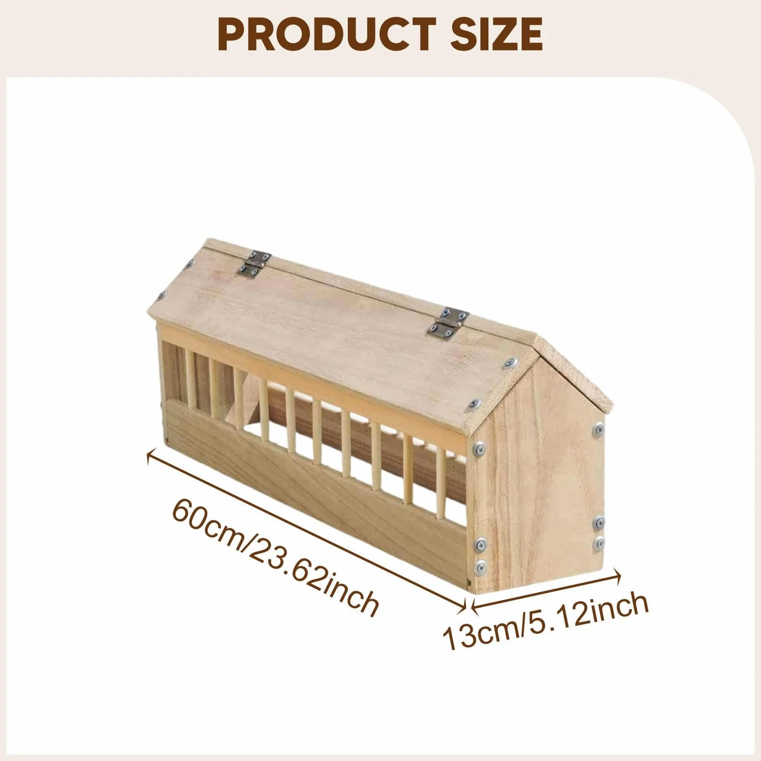 Colcolo Comedero de Madera para Palomas, contenedor dispensador de Comida para Aves, comedero para Palomas, codornices y Granjas, 60cm