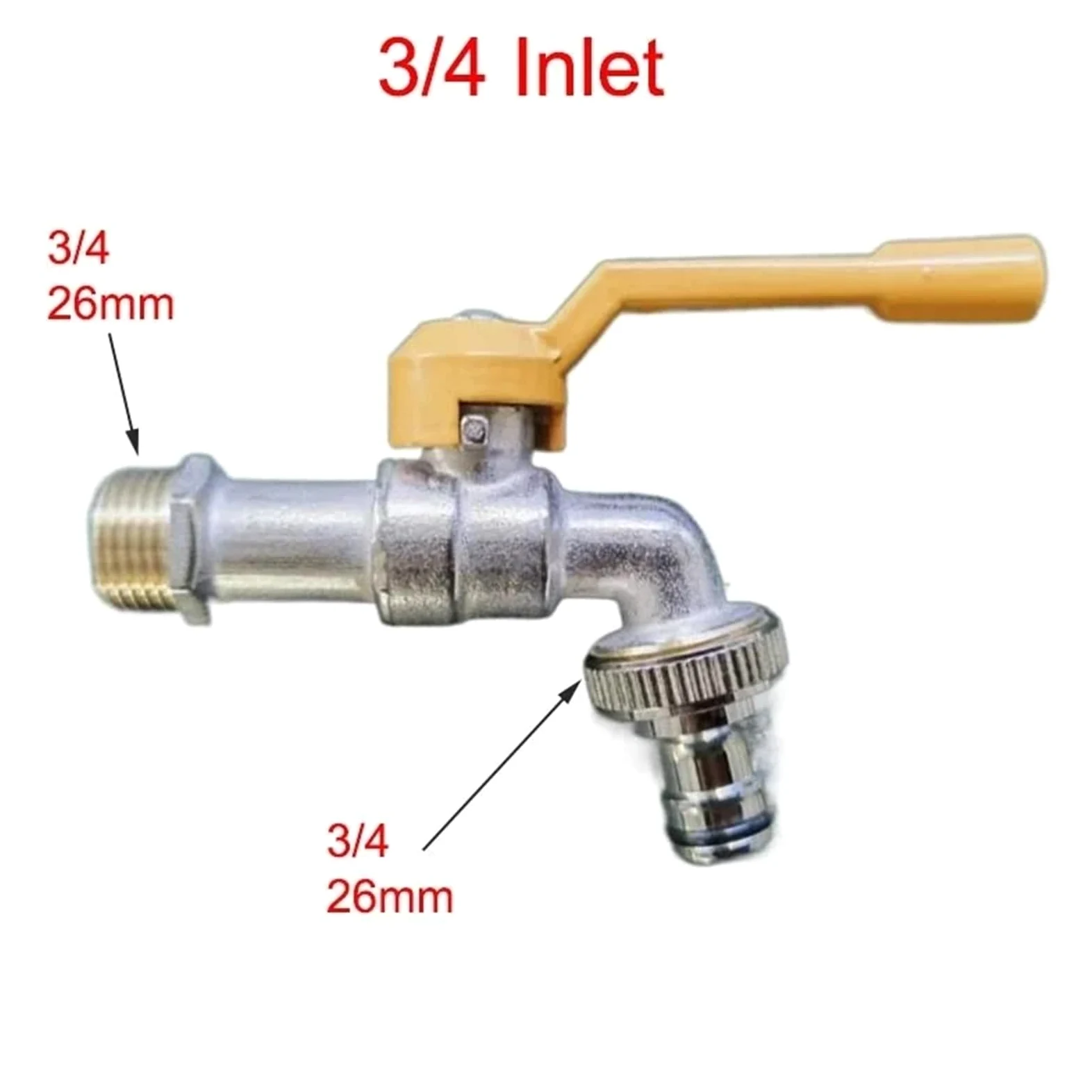 Válvula de grifo de palanca de jardín, bola de agua con conector doble/salida a prueba de heladas para manguera de tanque IBC (1 grifo de 26 mm)