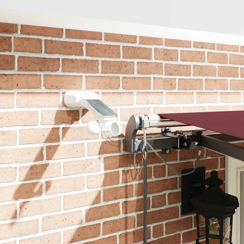 Toldo automático con LED burdeos 400 x 300 cm, aluminio recubierto de polvo, extensible con sensor de viento, iluminación LED, protección solar para terraza, balcón, jardín, exterior