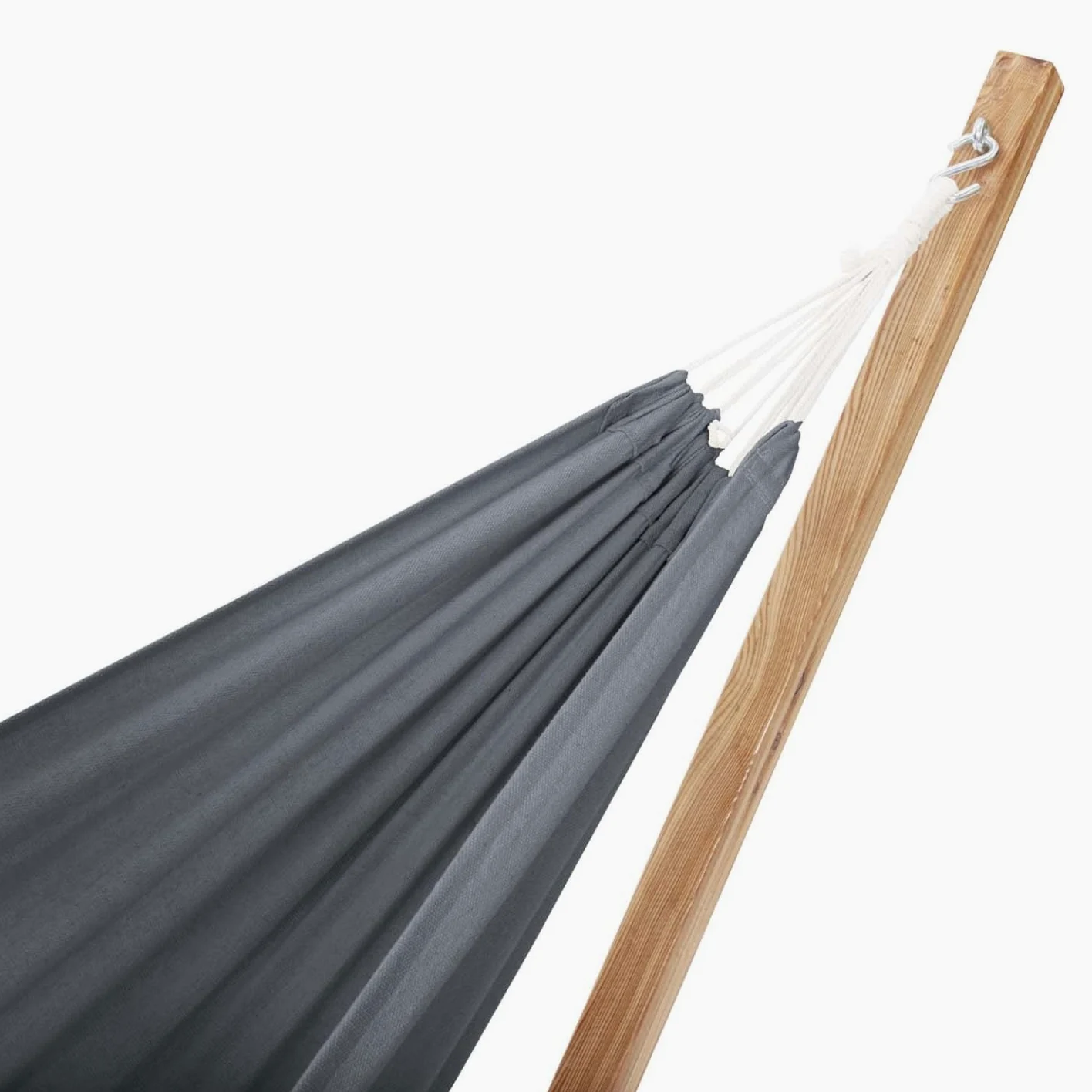 IDMarket - Hamaca con soporte de madera y tela gris antracita TAHITI