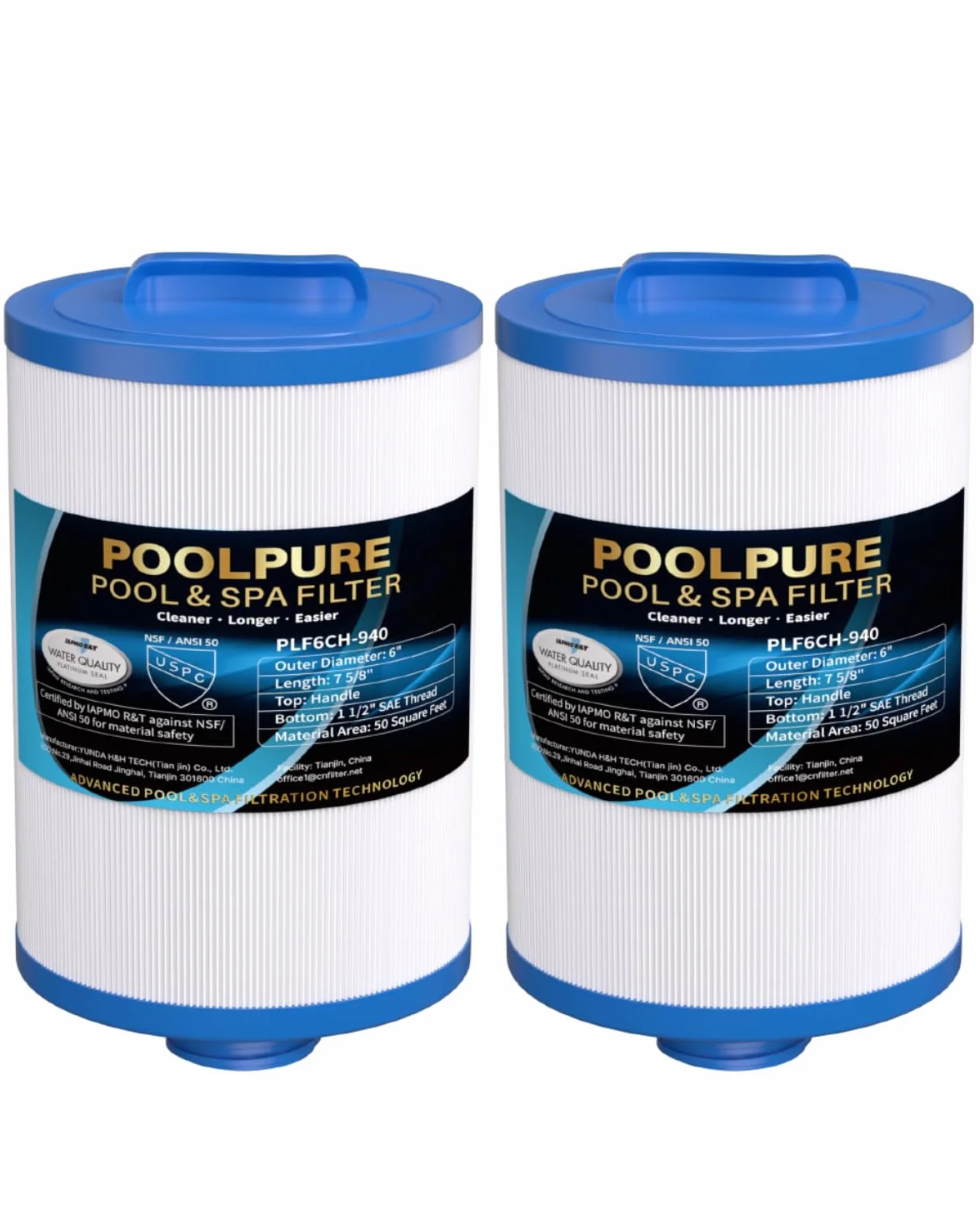 POOLPURE Filtro de SPA de 2 Piezas, reemplazo del Filtro de hidromasaje para Unicel 6CH-940, Pleatco PWW50P3, PWW50-P3, Filbur FC-0359, Waterway Plastics 817-0050, 25252, 378902, 03FIL1400