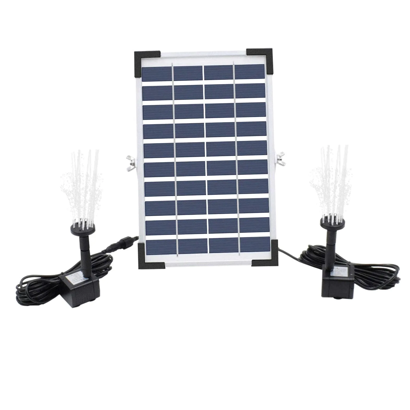 Bomba Agua Panel Energía Solar 5W Solar Bombas para Fuentes, Bomba de Agua Solar Monocristalino Bomba Agua con 8 boquillas Para estanques pequeños, piscinas, acuarios, baños de aves, jardines, 380L/H