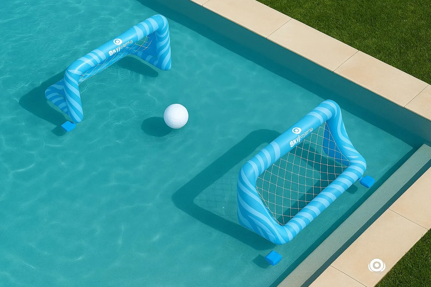 SkyBound 2 Porterías Piscina Hinchables para Niños con Balón y Bolsas de Peso Juguete Deportivo Acuático Fútbol