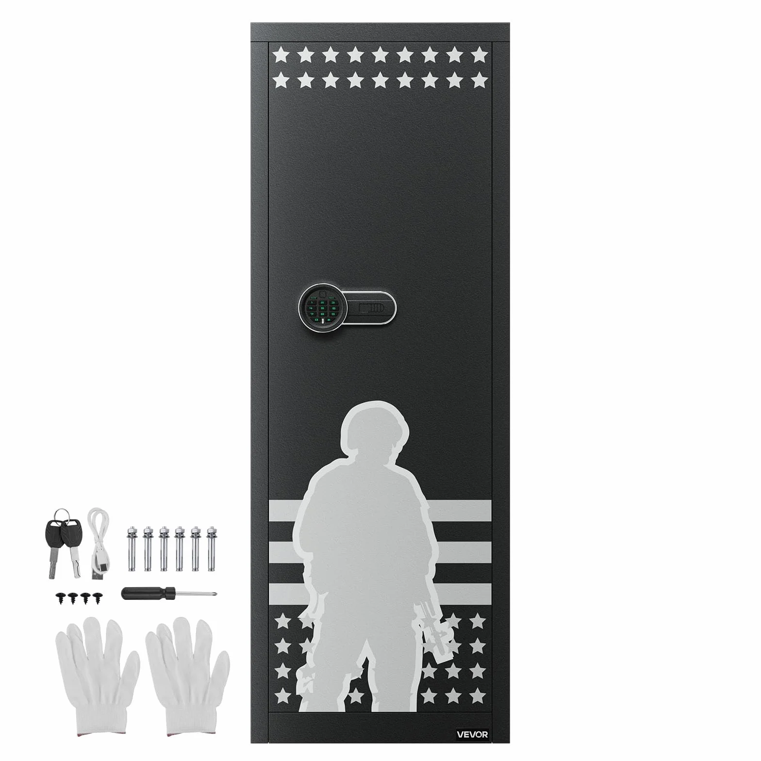 VEVOR Armario para Armas Largas con Cerradura con Contraseña, Caja Fuerte para 10-12 Rifles 500 x 400 x 1380 mm