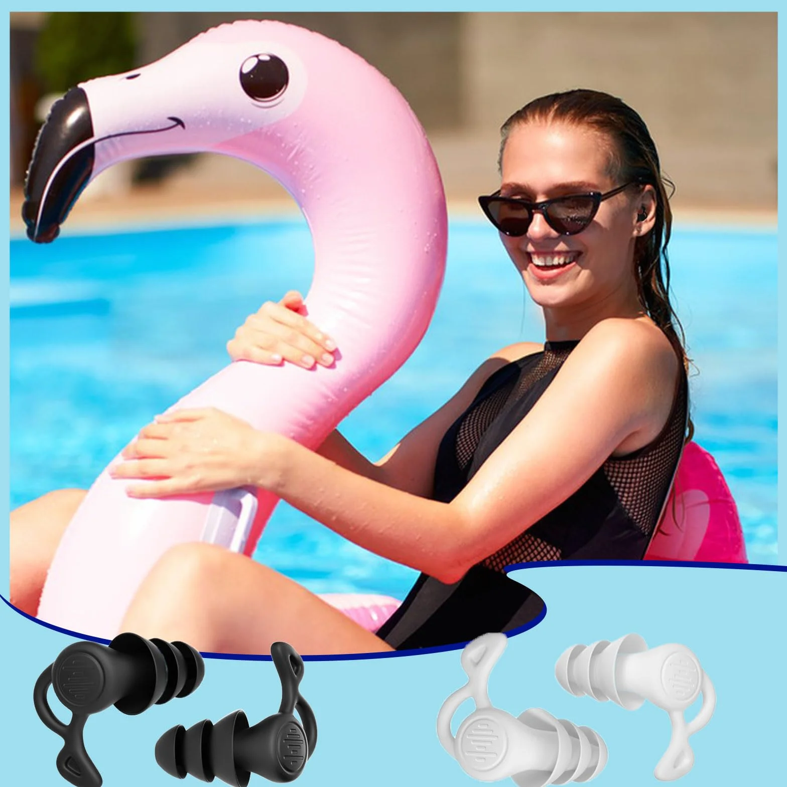 Tapones Oidos Silicona Natacion para Adulto, 2 Pares