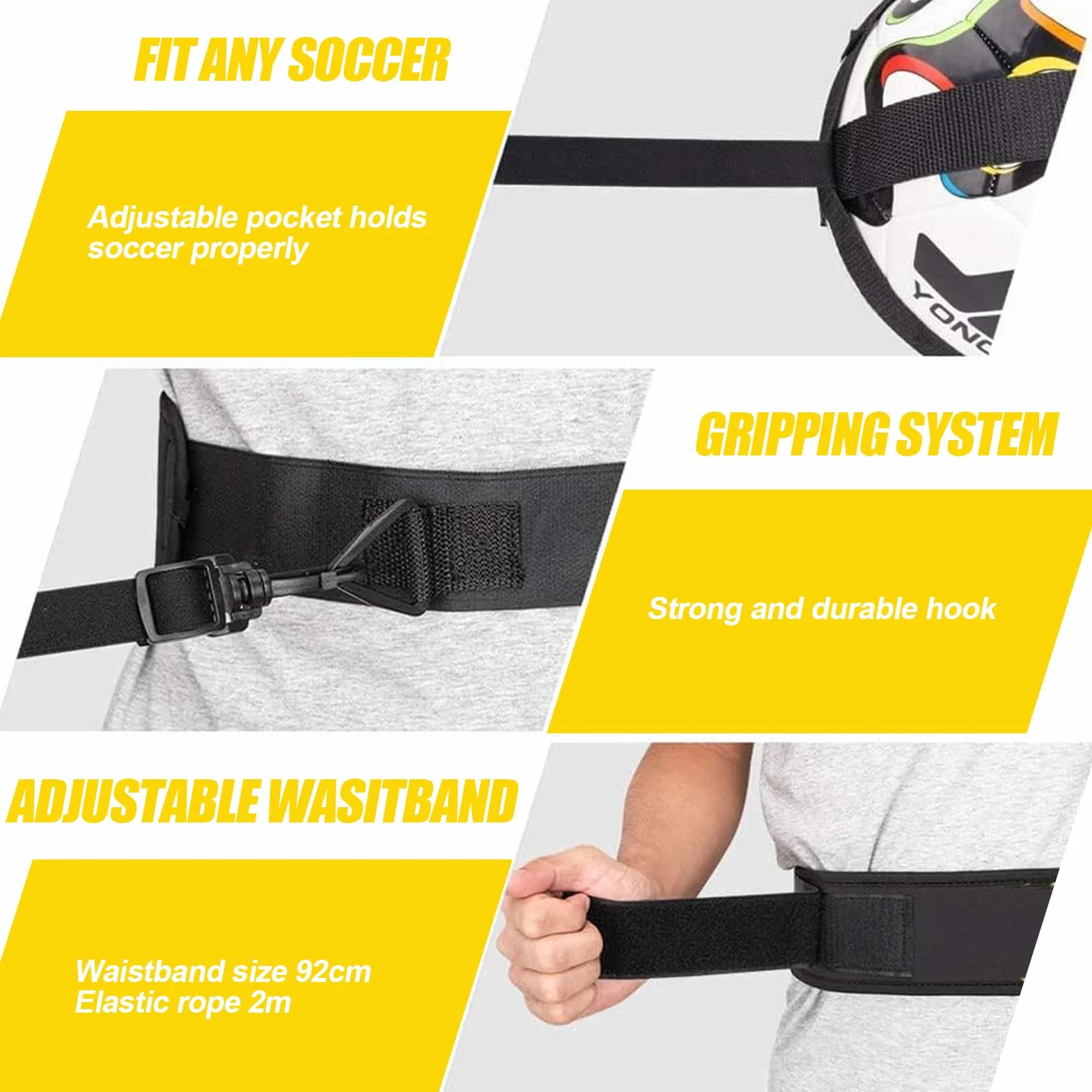 Entrenador de Calcio con Cuerda Elástica, Entrenamiento de Fútbol Kick Trainer, Rebote Automático, Elástico Regulable