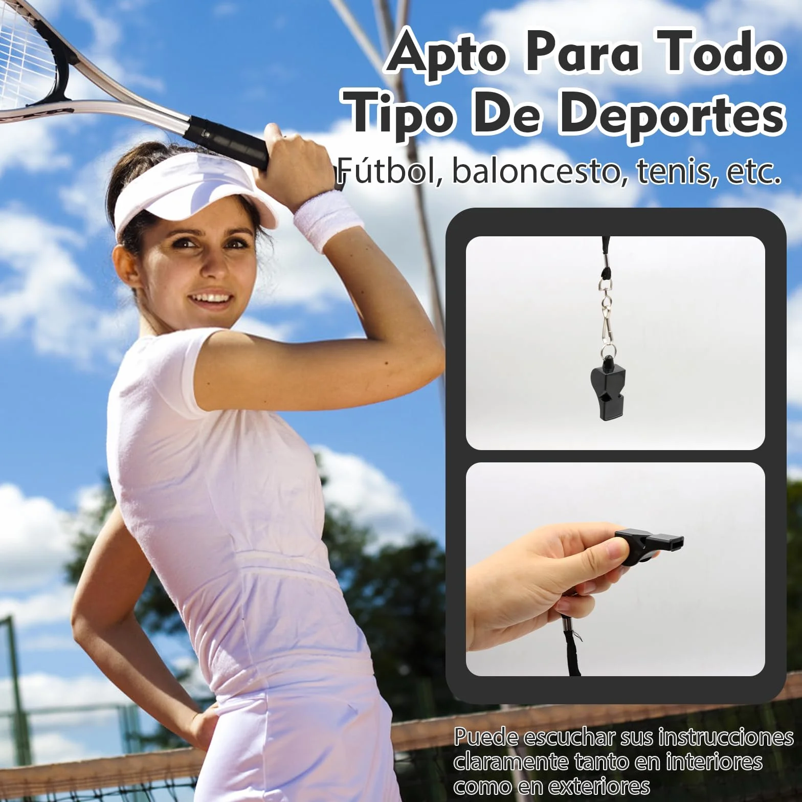 VEGCOO Silbato Arbitro Profesional de Plástico con Cuerda y Caja para Fútbol Baloncesto