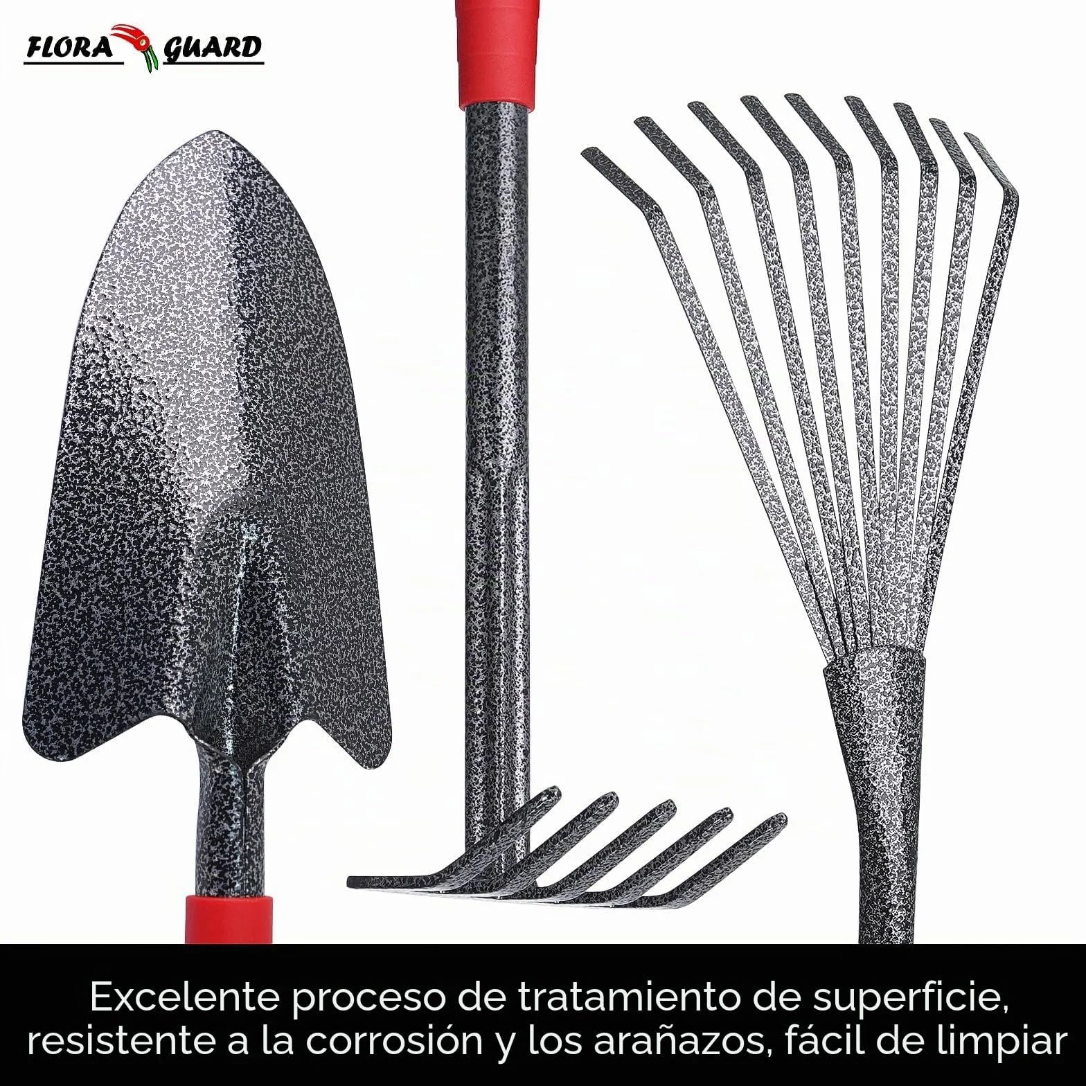 FLORA GUARD Juego de Herramientas de jardín, 6 Piezas, Herramientas manuales de jardín Grandes, Resistentes y duraderas, Herramientas clásicas para Plantar y Mantener su jardín