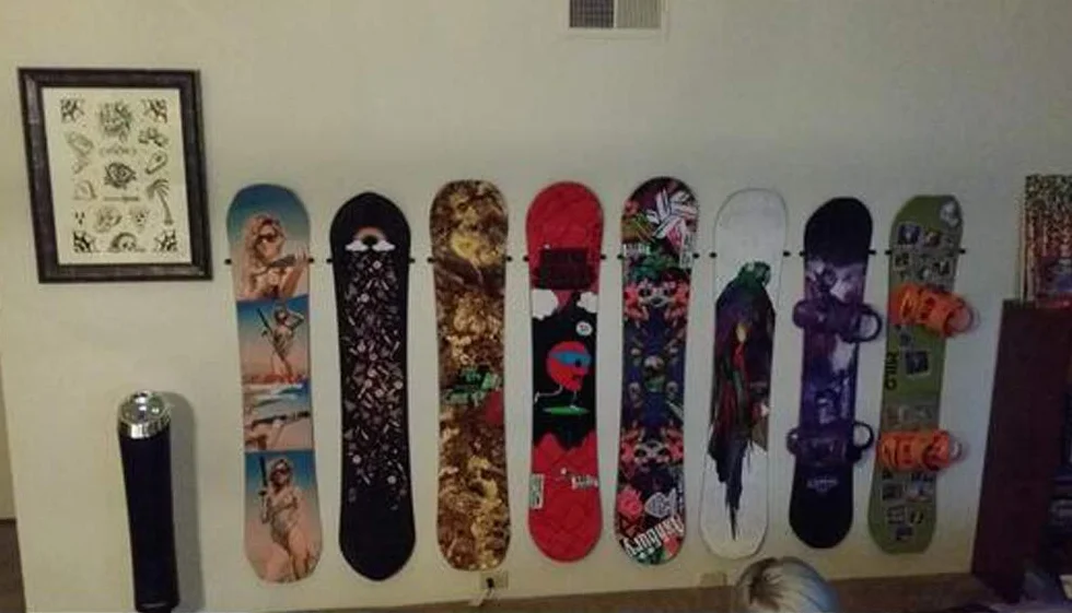 Minimalista exhibidor de snowboard | Estante de almacenamiento de esquí | Soporte de pared para 2 tablas