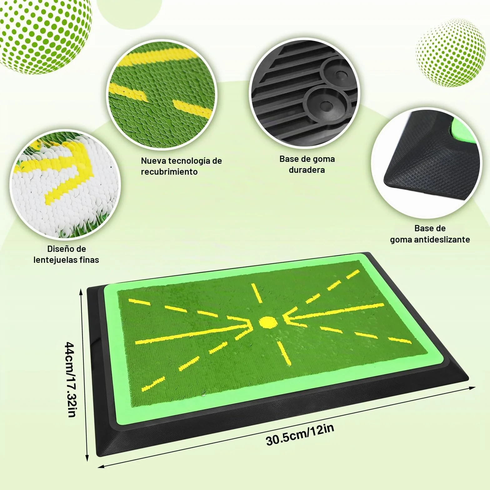 Tapete de Golf con Retroalimentación Instantánea, Base Antideslizante, Portátil para Entrenamiento en Casa