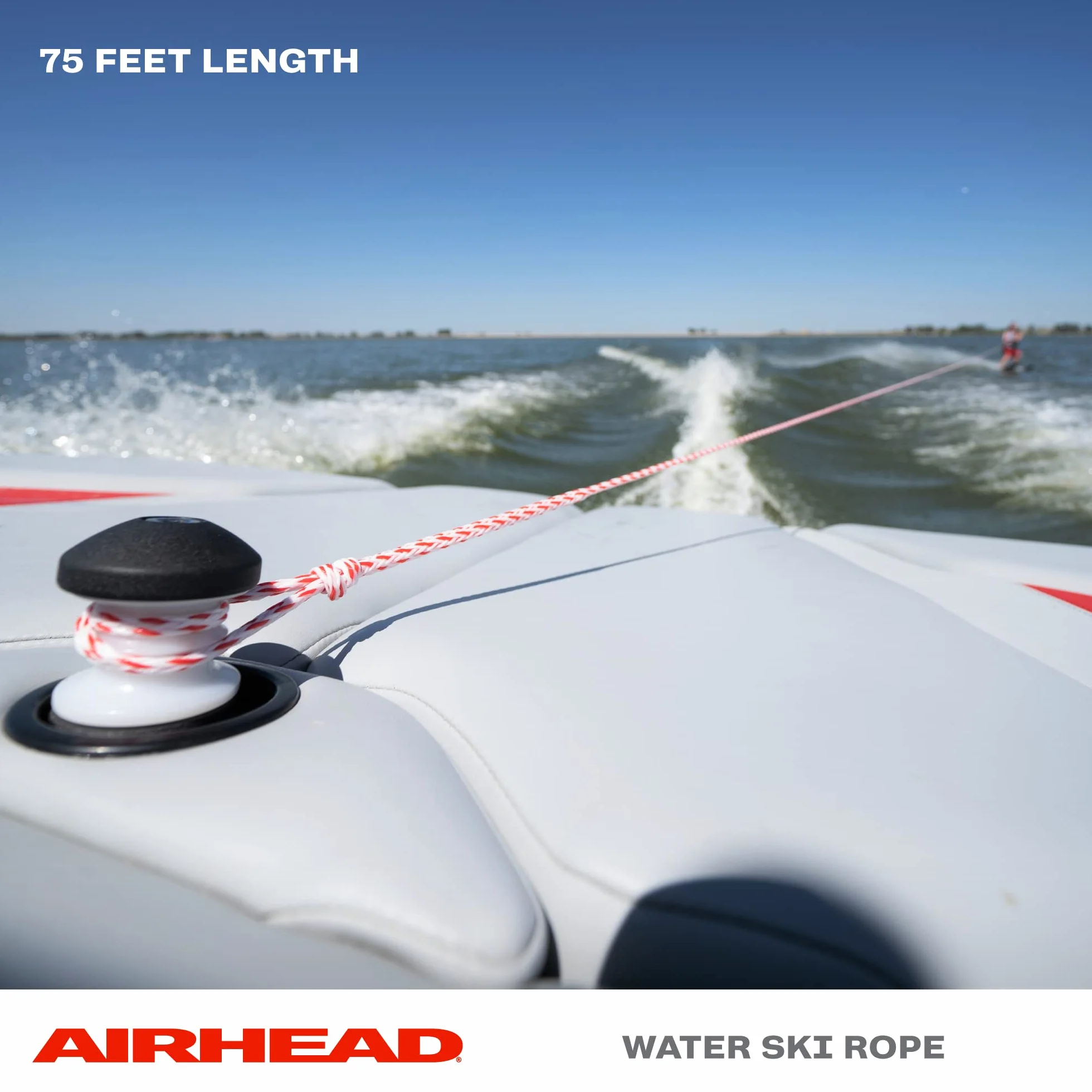 Airhead Heavy Duty Tow Harness Kwik tek AHSR-1EVA 75 ft Rope with EVA Handle, Red White