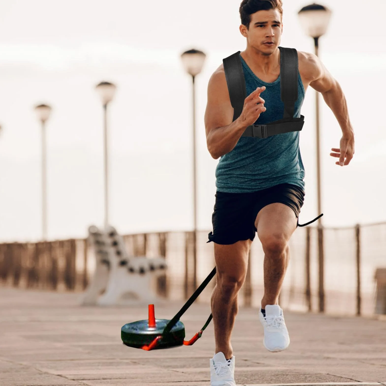 Arnés De Trineo para Tirar Multiusos Correas Ajustables Entrenamiento De Fuerza