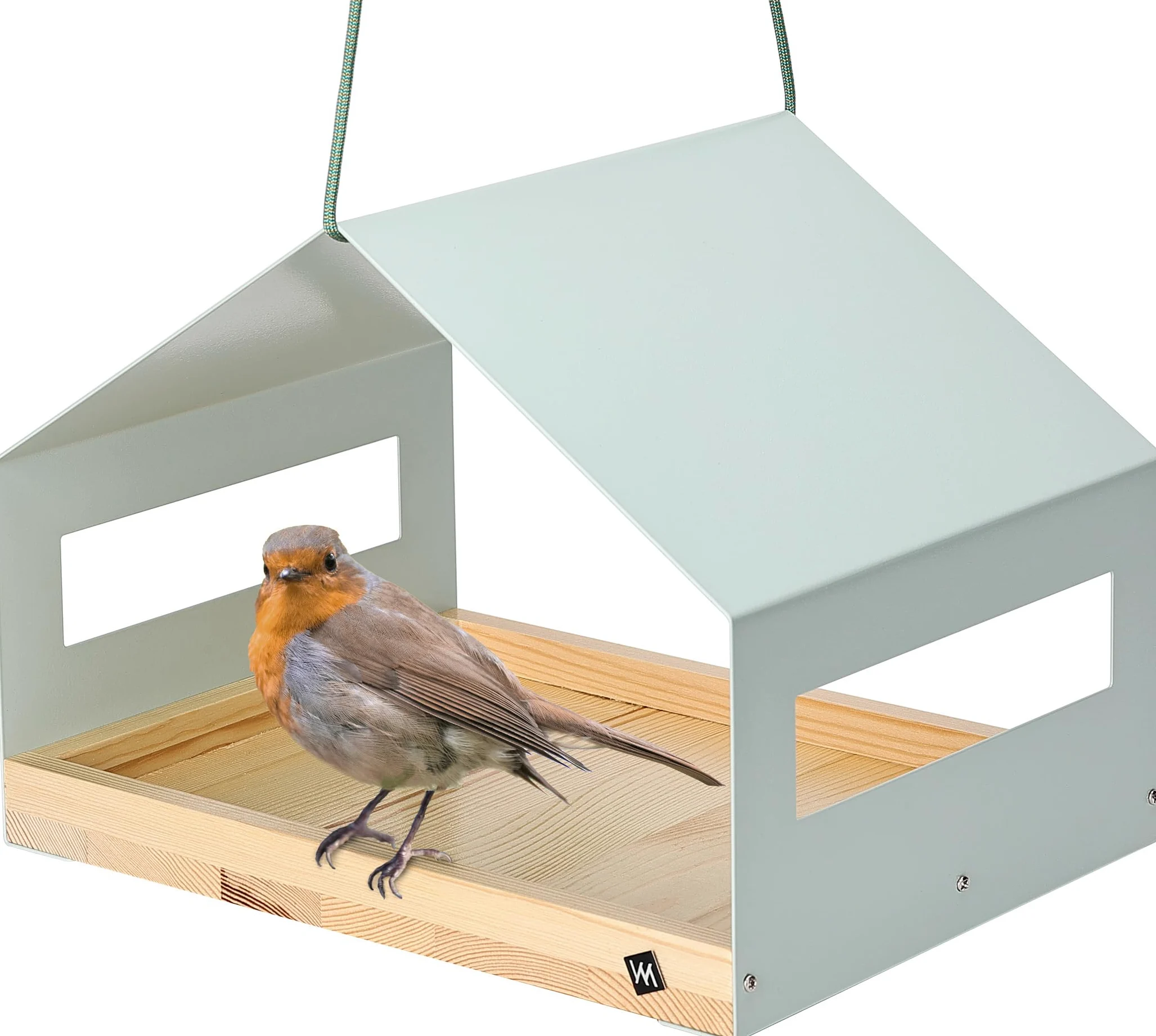 Casa para pájaros grande de metal y madera resistente a la intemperie para colgar, moderno comedero para pájaros XL, techo de metal colgante, comedero para pájaros, comedero para pájaros,