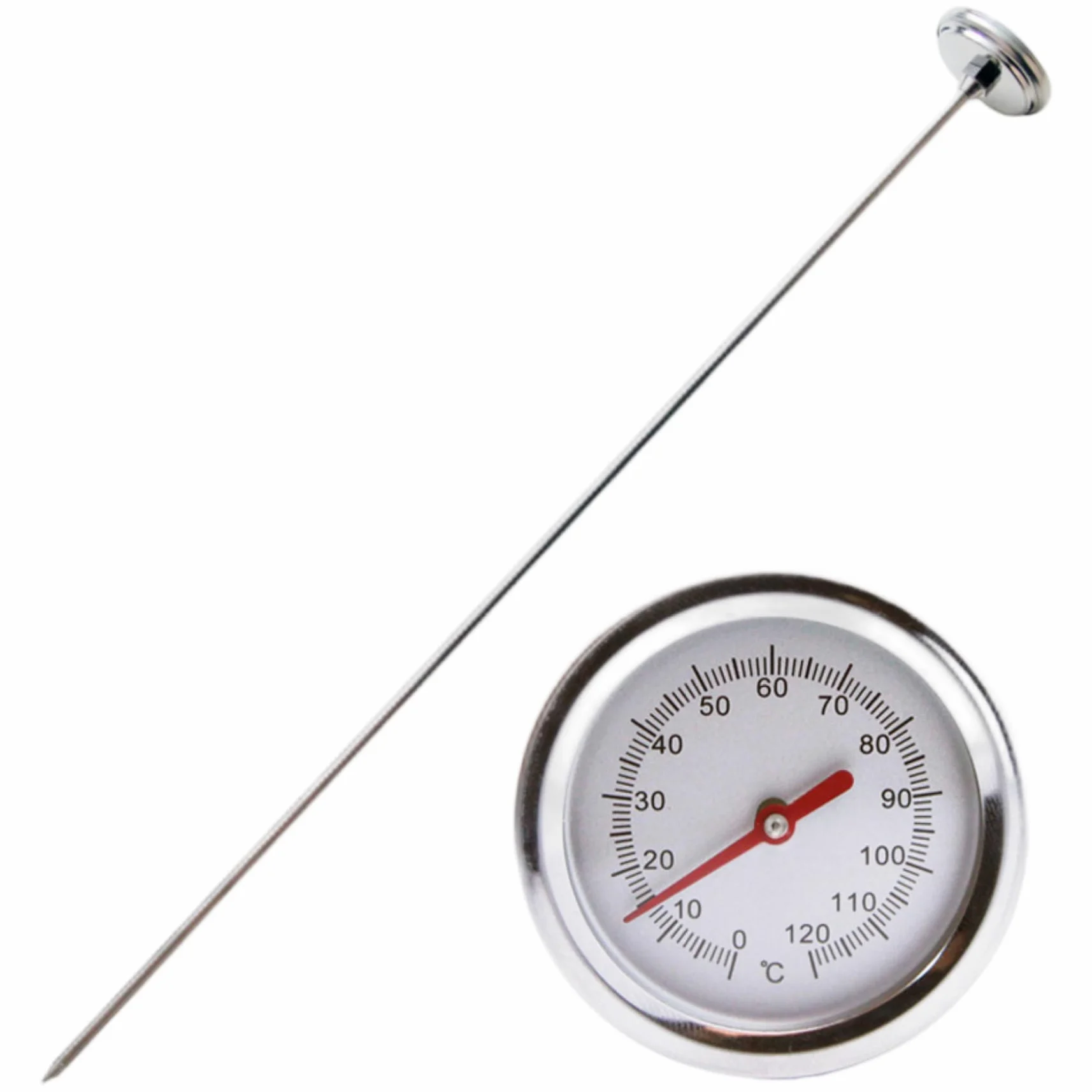 Termómetro de abono, termómetro de suelo portátil de acero inoxidable con esfera de 2 pulgadas y vástago de 20 pulgadas para suelo, abono y jardín