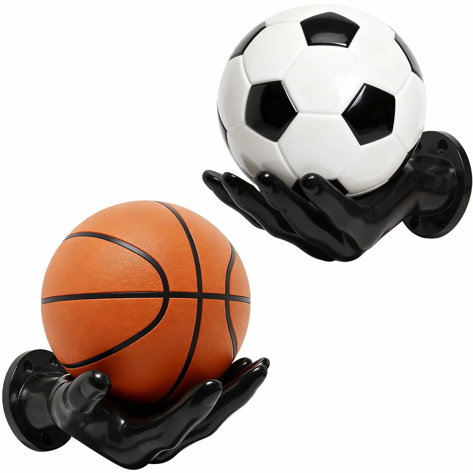 Soporte Balones de Mano, Estante para Baloncesto con Forma de Palmera, 2 Piezas