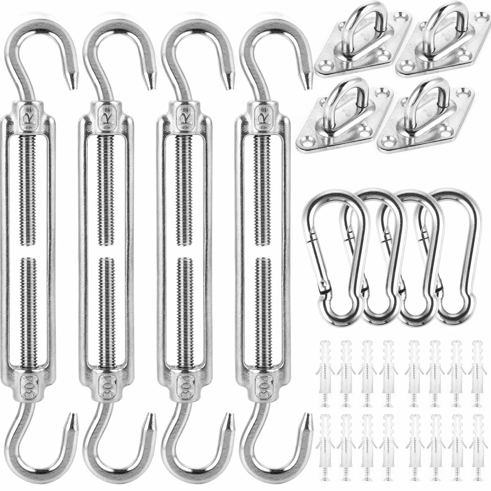 Juego de Accesorios de Toldo M6 - Accesorios de Acero Inoxidable Kit de Montaje de Toldo - Juego de Accesorios para Triángulo y Escuadra - Accesorios de Fijación para Vela Sun Shade