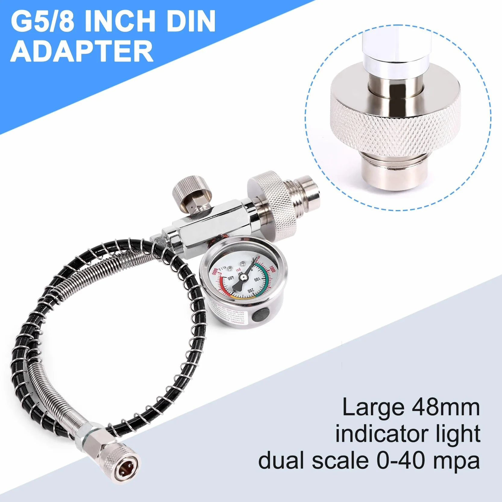 Adaptador estación llenado aire PCP cilindros buceo G5/8 Din 50 cm