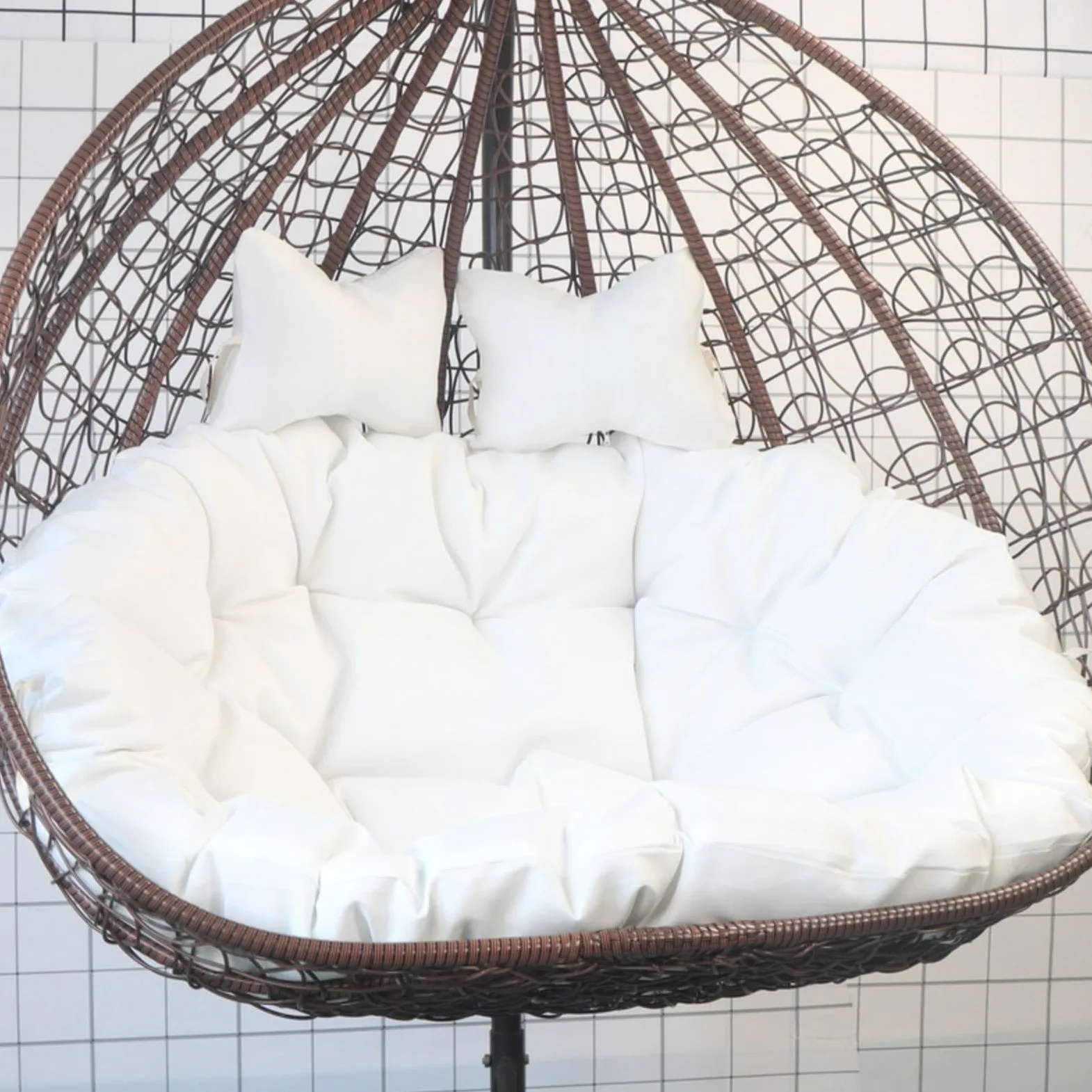 Silla colgante de huevo para 2 personas con cojín lavable y almohadillas gruesas