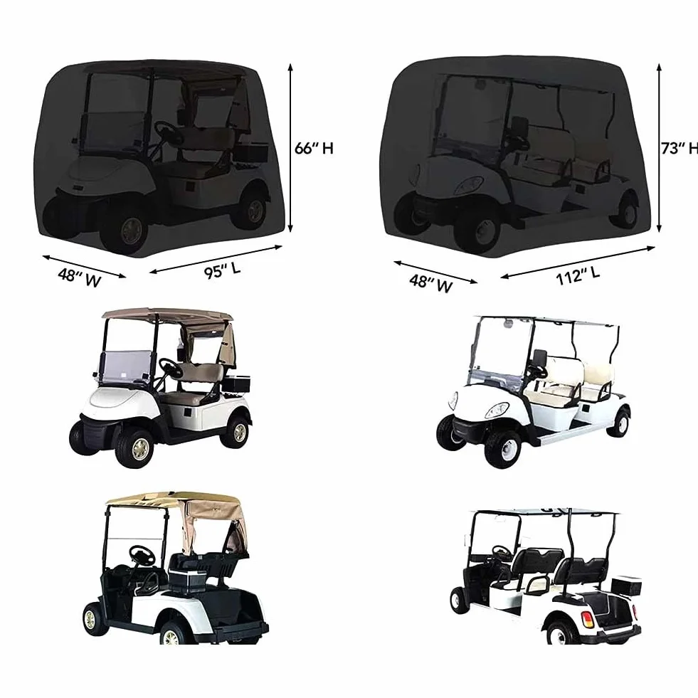 Funda impermeable para carro de golf Oxford 420D protección UV correa antiviento cremallera bolsa almacenamiento