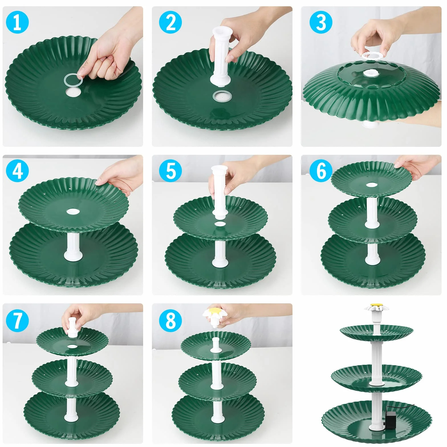 AISITIN - Fuente Solar para baño de pájaros, 3,5 W, 3 Niveles, Desmontable Fuente Solar para baño de pájaros, jardín Fuente, decoración de jardín, comedero, pájaros