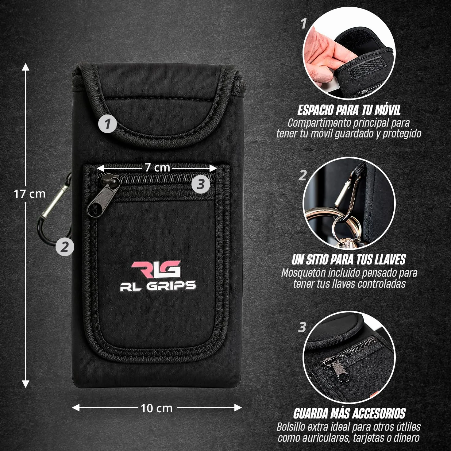 RL Grips Bolsa Magnética Gym para Botella y Móvil – Funda Magnética Gimnasio con Imanes Potentes