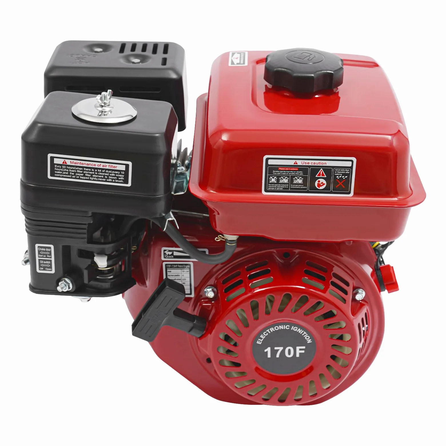 Motor de gasolina Go Kartmotor, 7.5 HP 4 tiempos OHV, motor de gasolina 210 cc, 4 kW, motor de accionamiento estacionario 3600 r/min para cortacésped Gokarts limpiador de alta presión