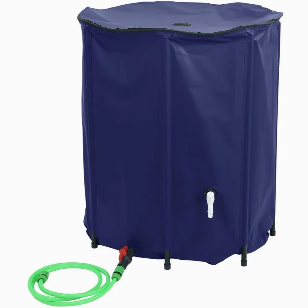 Depósito de agua plegable con grifo de PVC de 1250 L para jardín y exterior