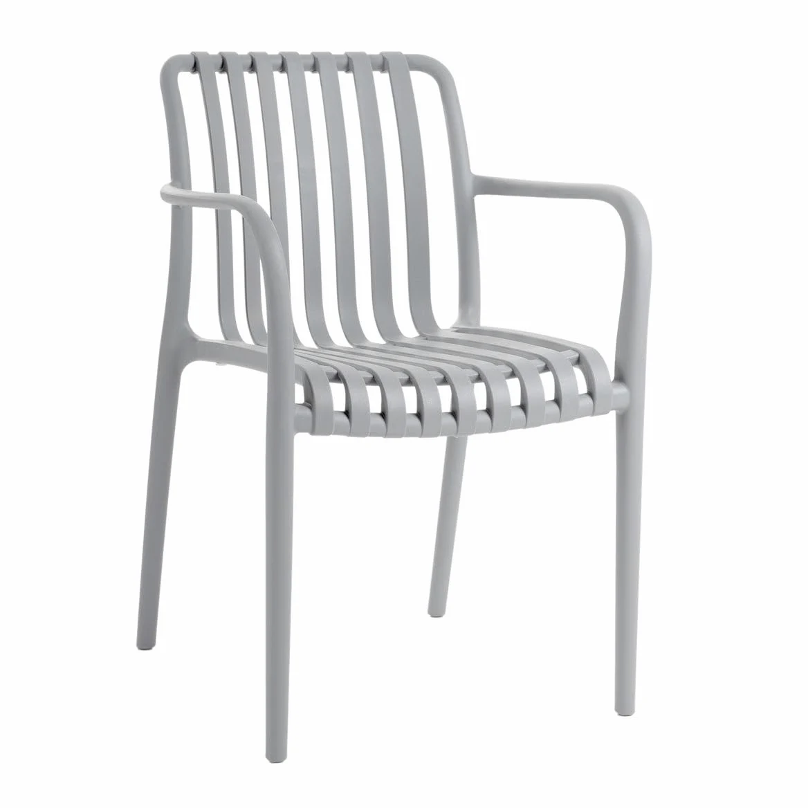 LOLAhome Silla de jardín Deba Gris, 58x56x81cm, con Brazos, ergonómica y apilable, certificación UV, de Polipropileno Resistente y Ligero - Colección Deba