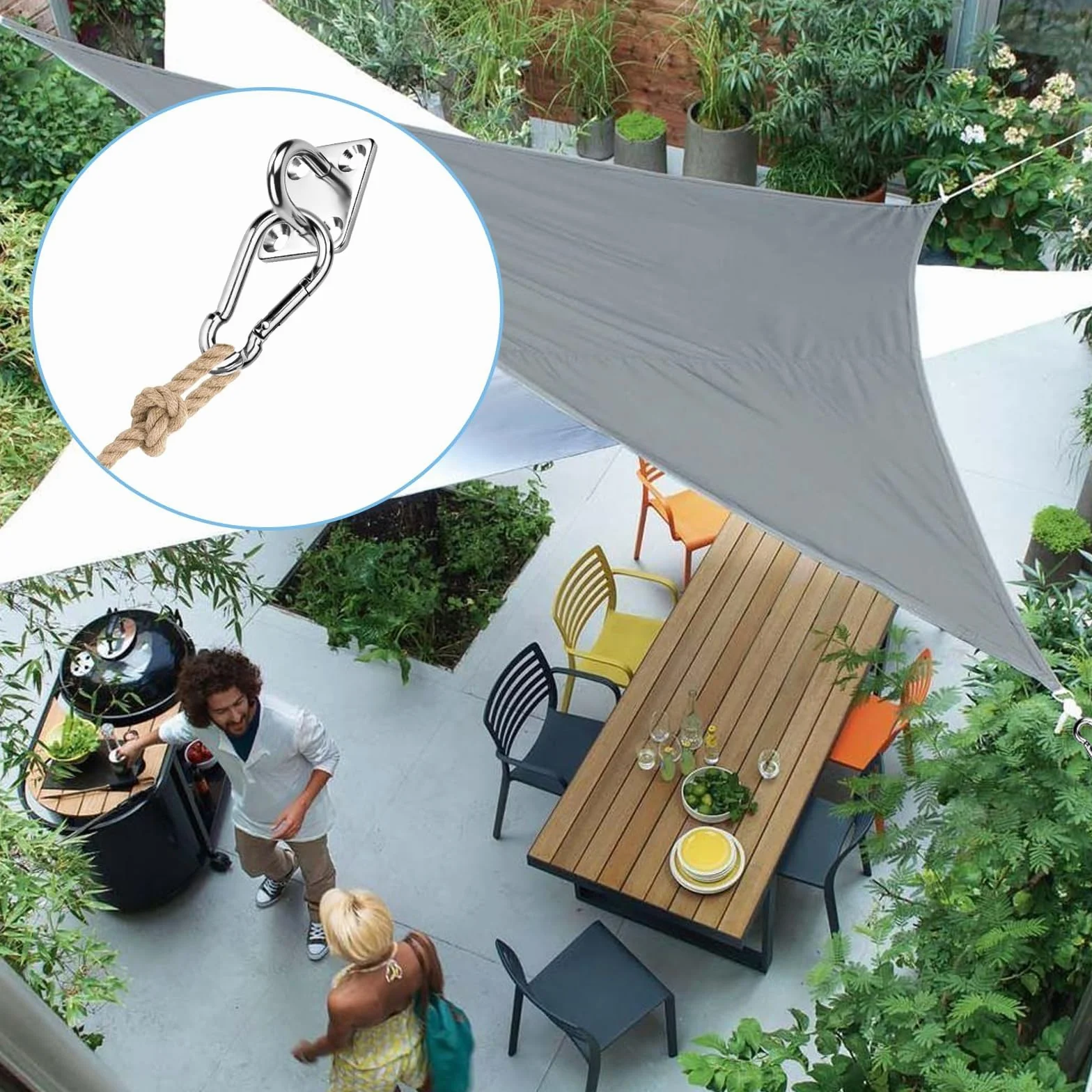 SWTYExt Anclajes Toldo M5 Mosquetón de Acero y Placa de Ojo de Acero Inoxidable con Fijación Alcayatas Pared Ganchos de Techo para Silla Colgante Hamaca Yoga Columpio