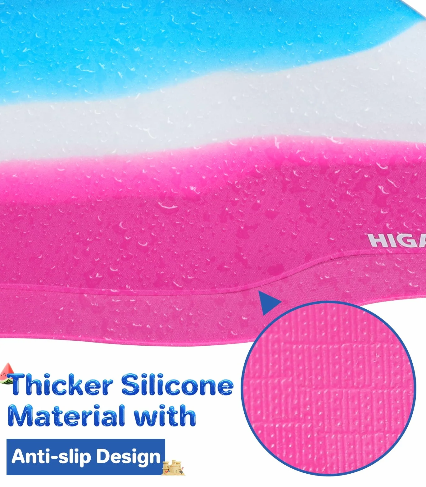 Gorro Piscina Niños de Silicona Impermeable con Protección UV para Nadar 3-15 Años