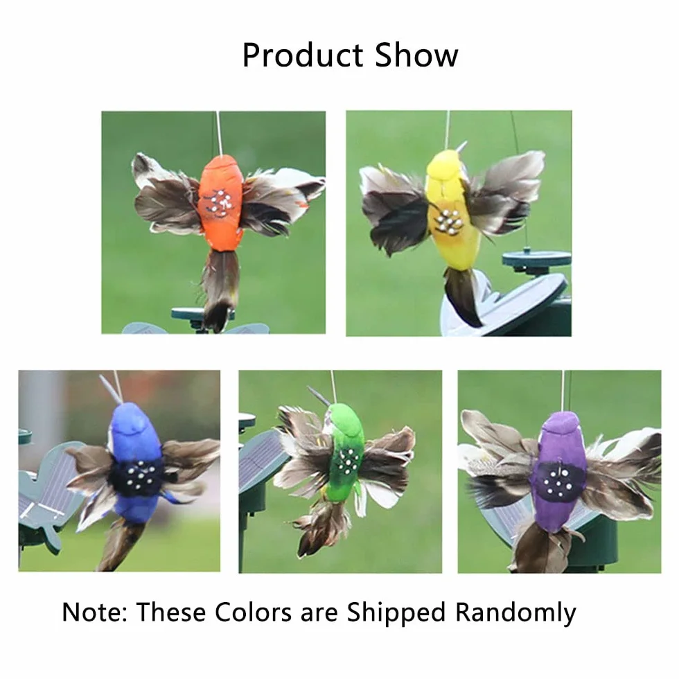 SEIWEI Mariposa jardín, 2 piezas solares o pilas, decorativo, colibrí volador, simulación de mariposa, pájaro para jardín, patio, plantas, flores, patio, decoración de paisaje (color al azar)