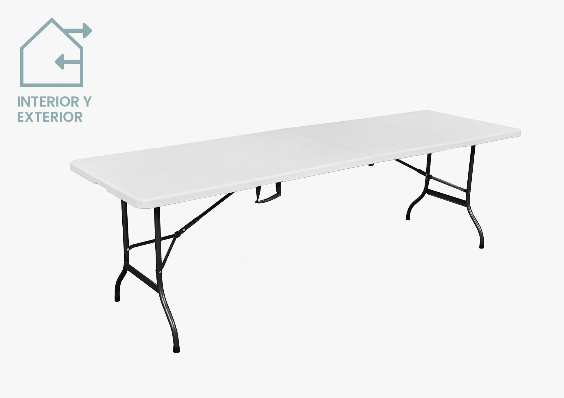 METRO Professional Mesa de Banquete Plegable, 243 x 75 x 73 cm, Tablero HDPE Blanco, Estructura de Acero, Capacidad 200 kg