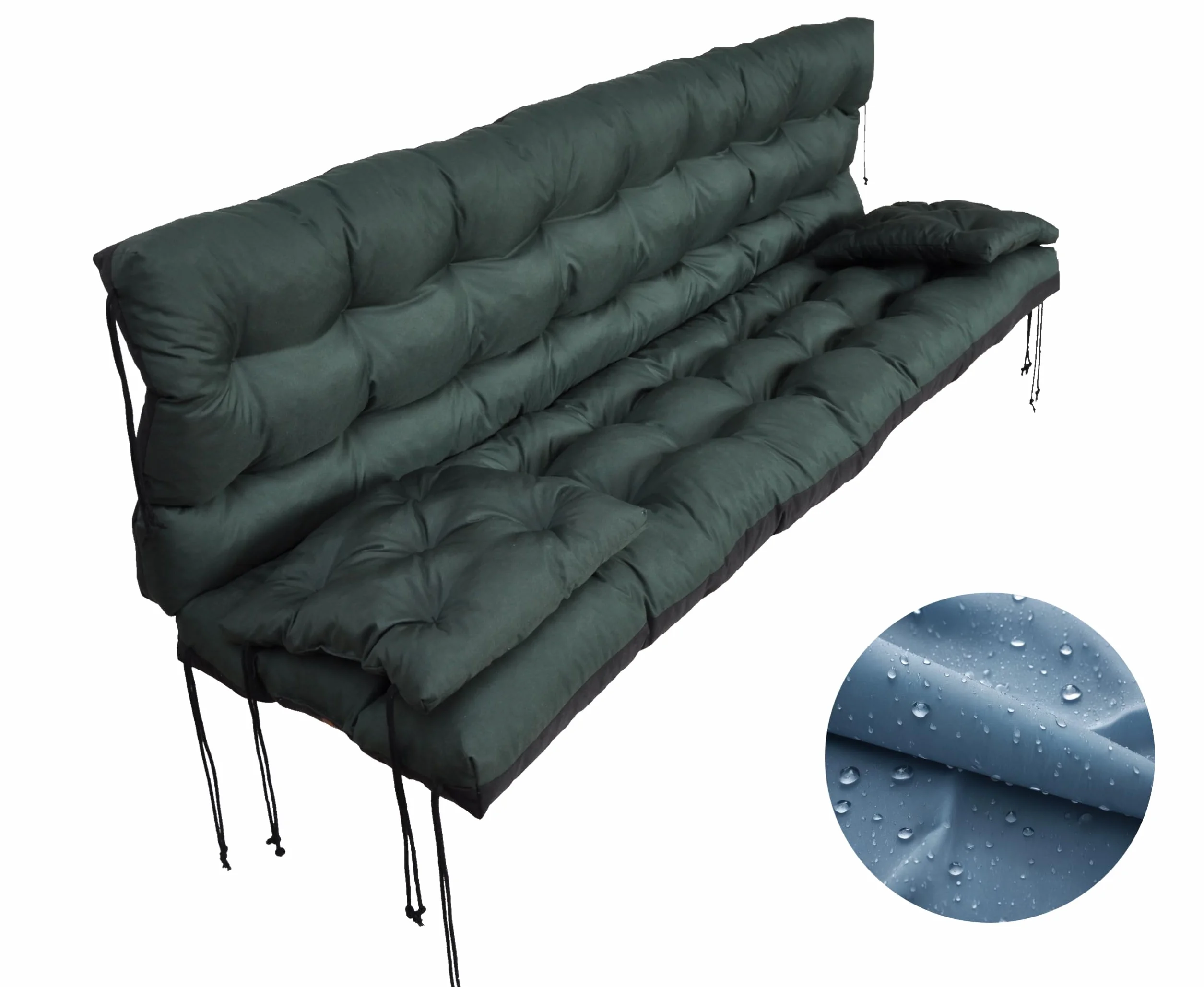 Cojín impermeable para columpio de jardín, 180 cm, cojín mecedora, cojín para columpio de jardín, cojín de banco (verde)