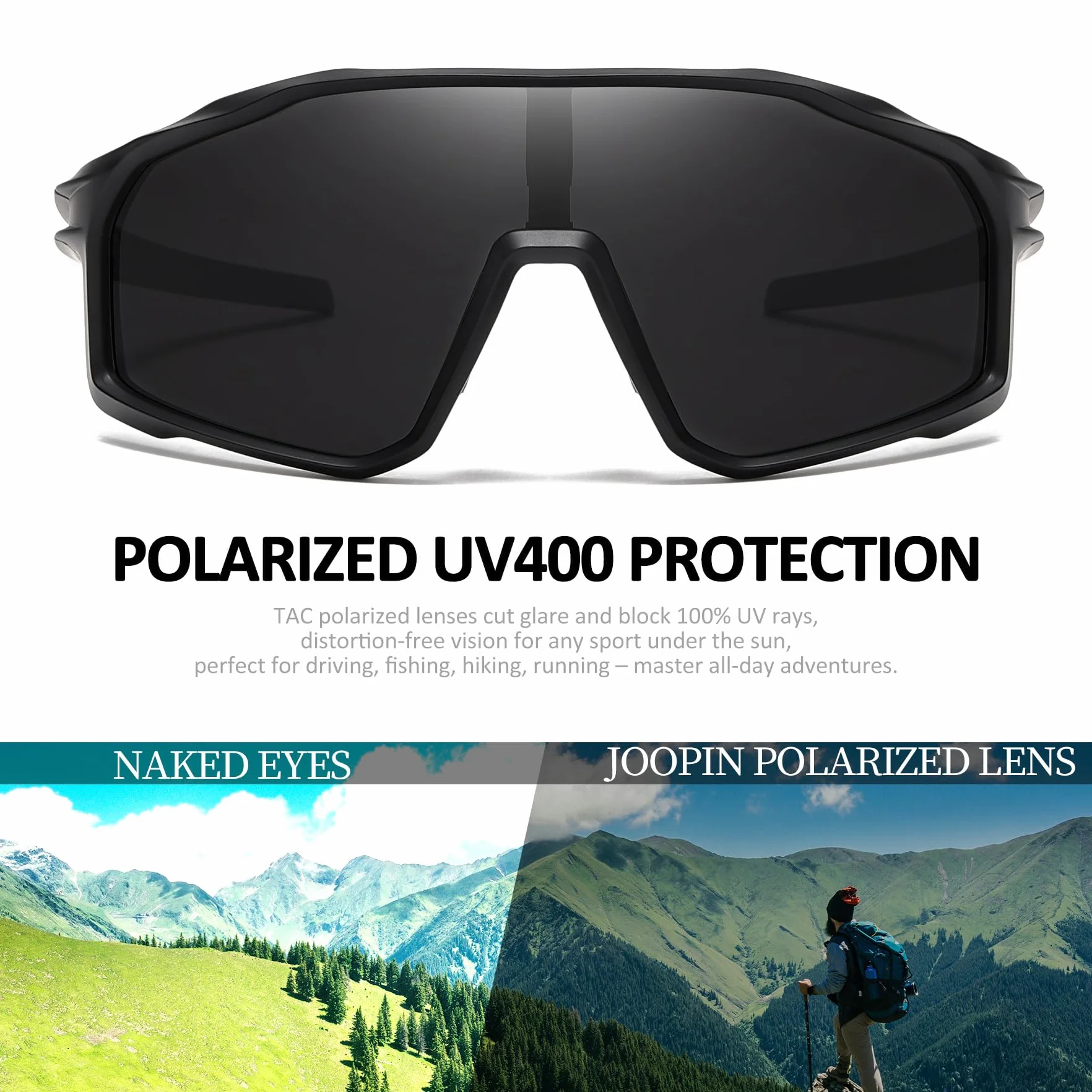 Joopin Gafas Ciclismo Hombre Polarizadas Envolventes Deportivas Mujer TR90 Ligera Protección UV400