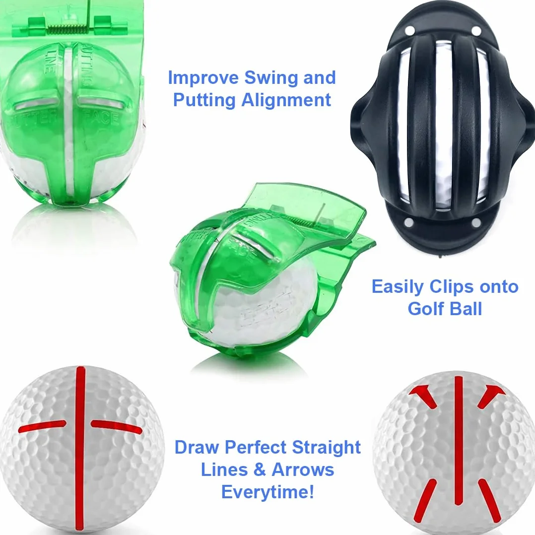 Golf Ball Line Marker Tool, Herramienta de Alineación para Golf, Kit de Marcadores de 6 Piezas