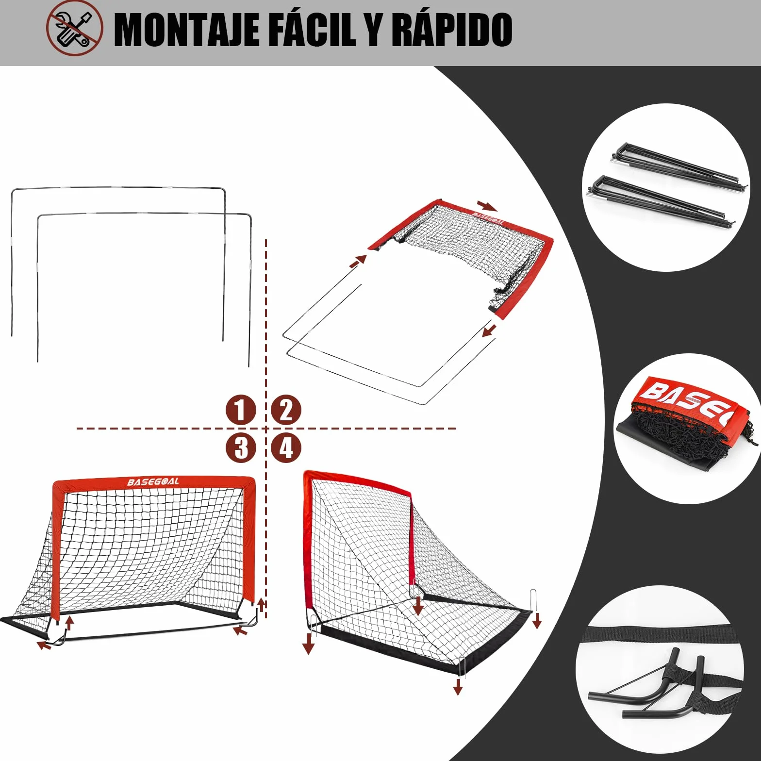 Porteria Futbol Plegable Portatil 150x120 CM con Bolsa Transporte Diana Colgante