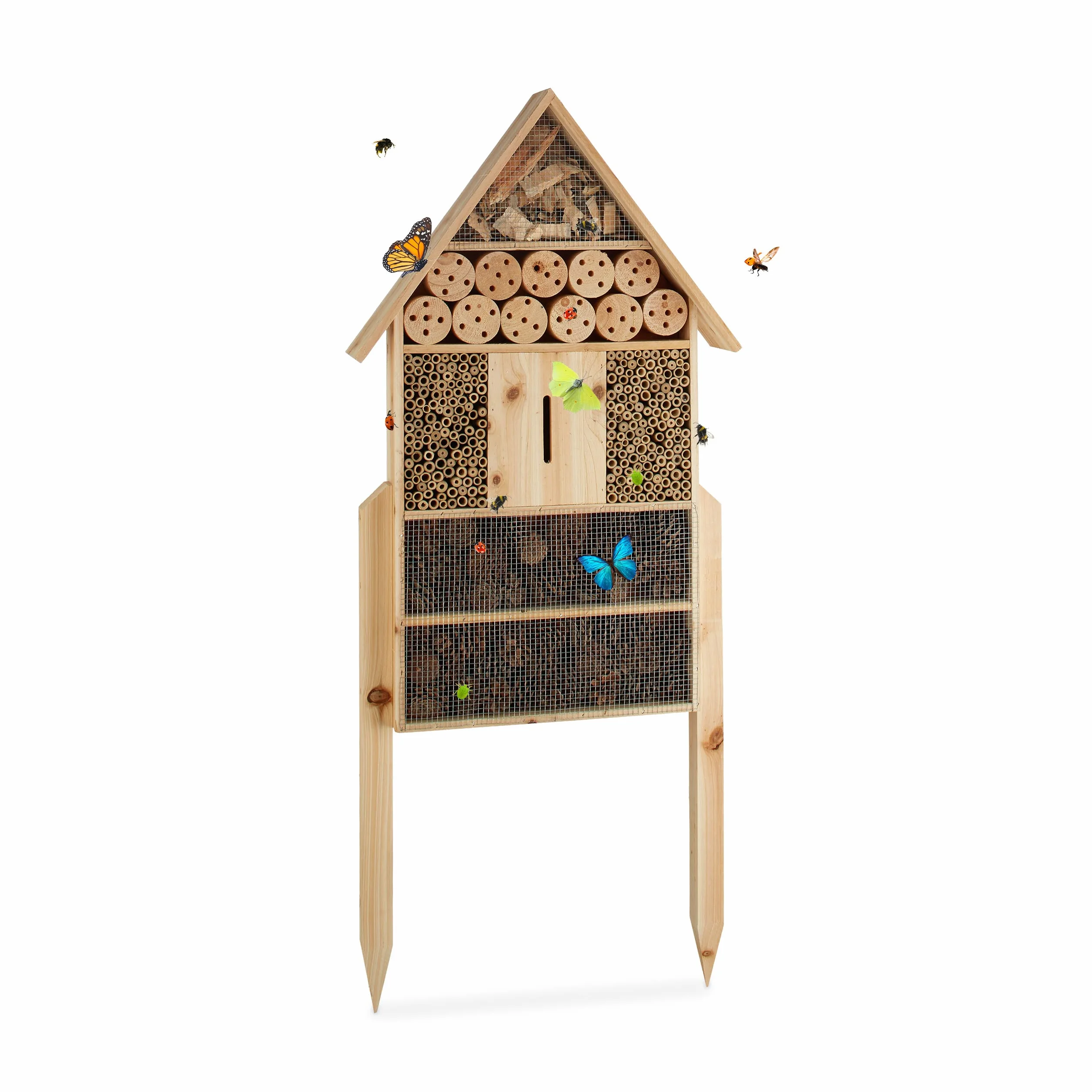 Relaxdays Casa para Insectos de Pie XL, Madera, Marrón, 79 x 49 x 12 cm