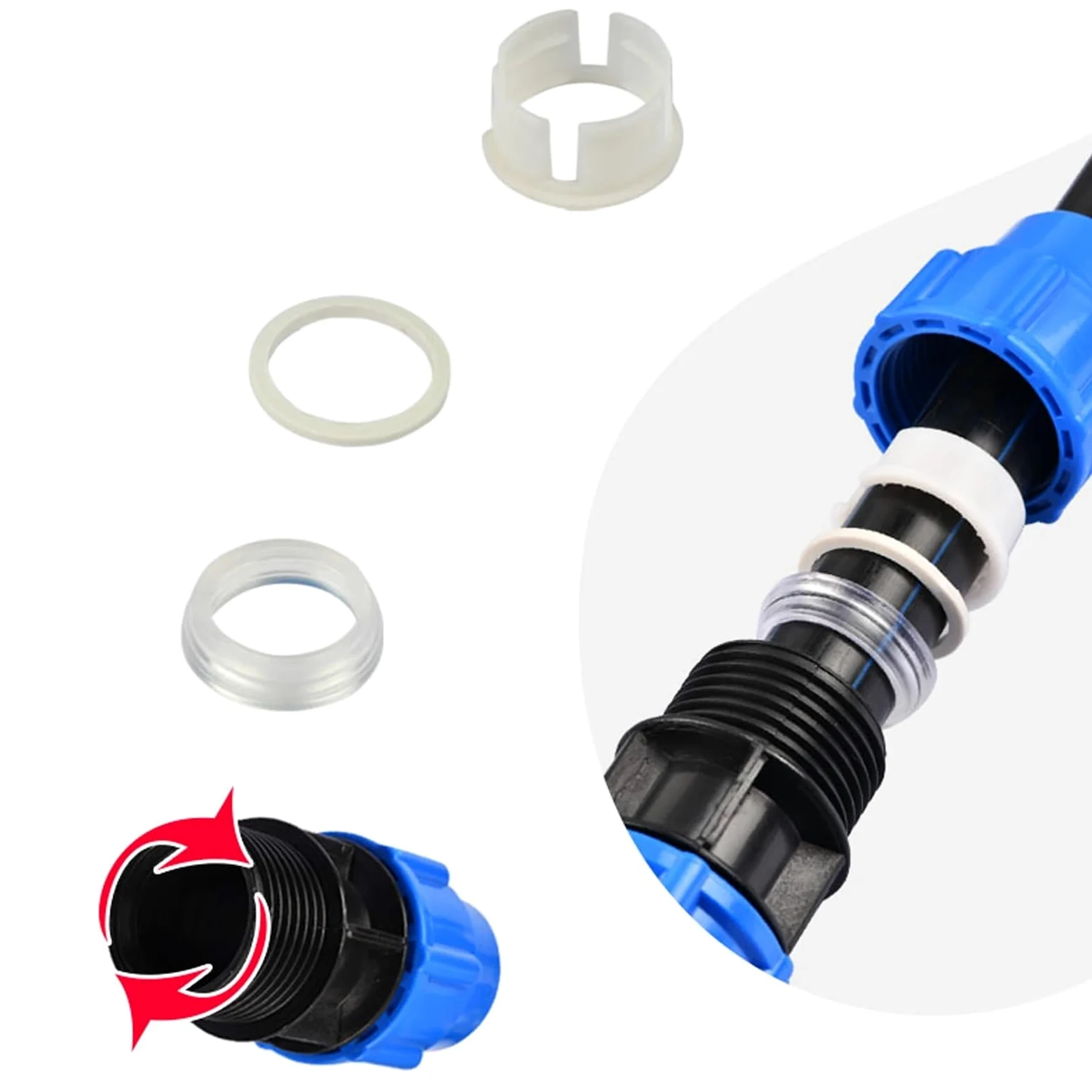 Grifo divisor de agua de PVC PE de 20/25/32/40/50 mm, conector de válvula rápida de plástico, accesorios de tubería de riego para agricultura y jardín (mango de metal, 50 mm)
