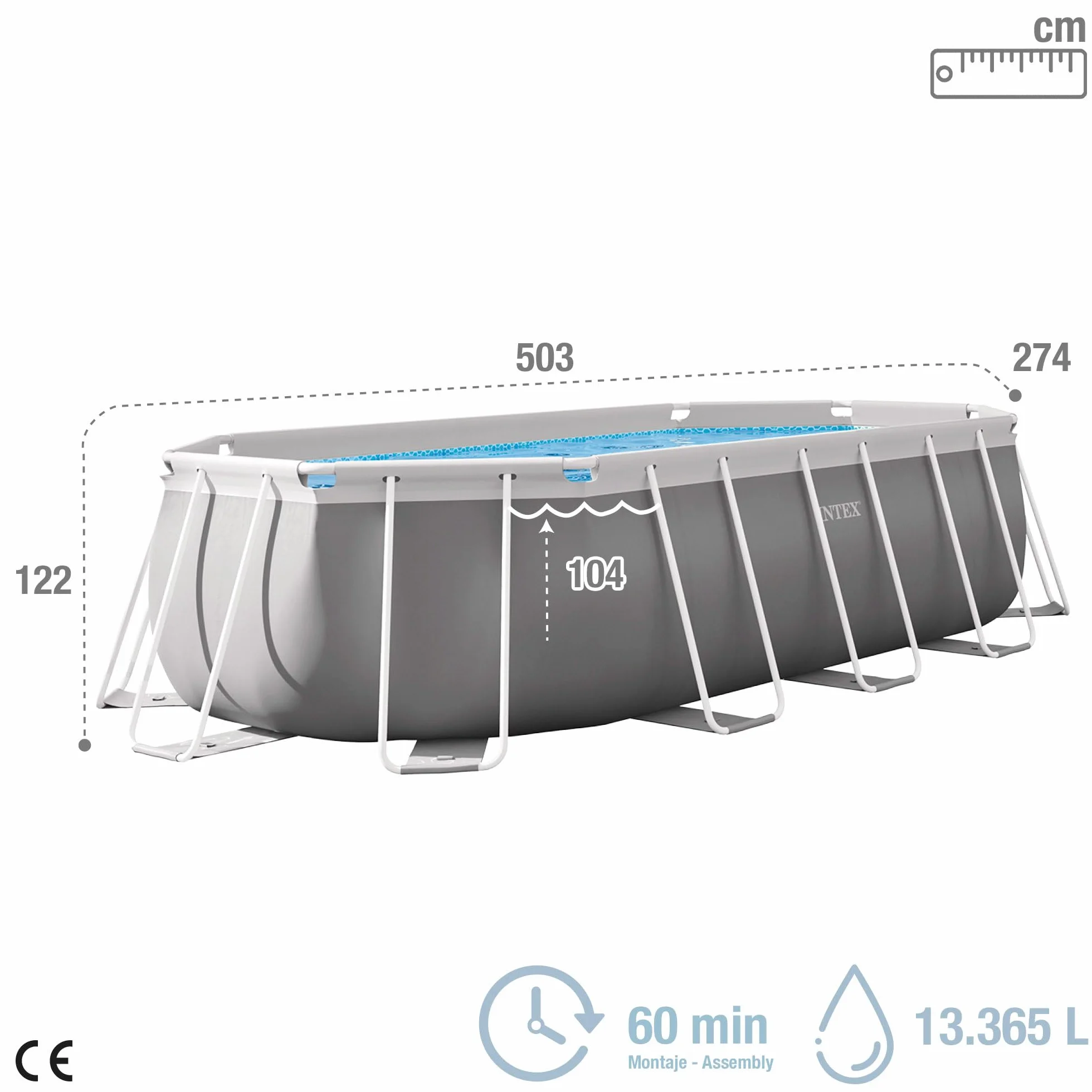 Intex 26796NP - Piscina desmontable ovalada prism frame intex 503x274x122 cm con depuradora