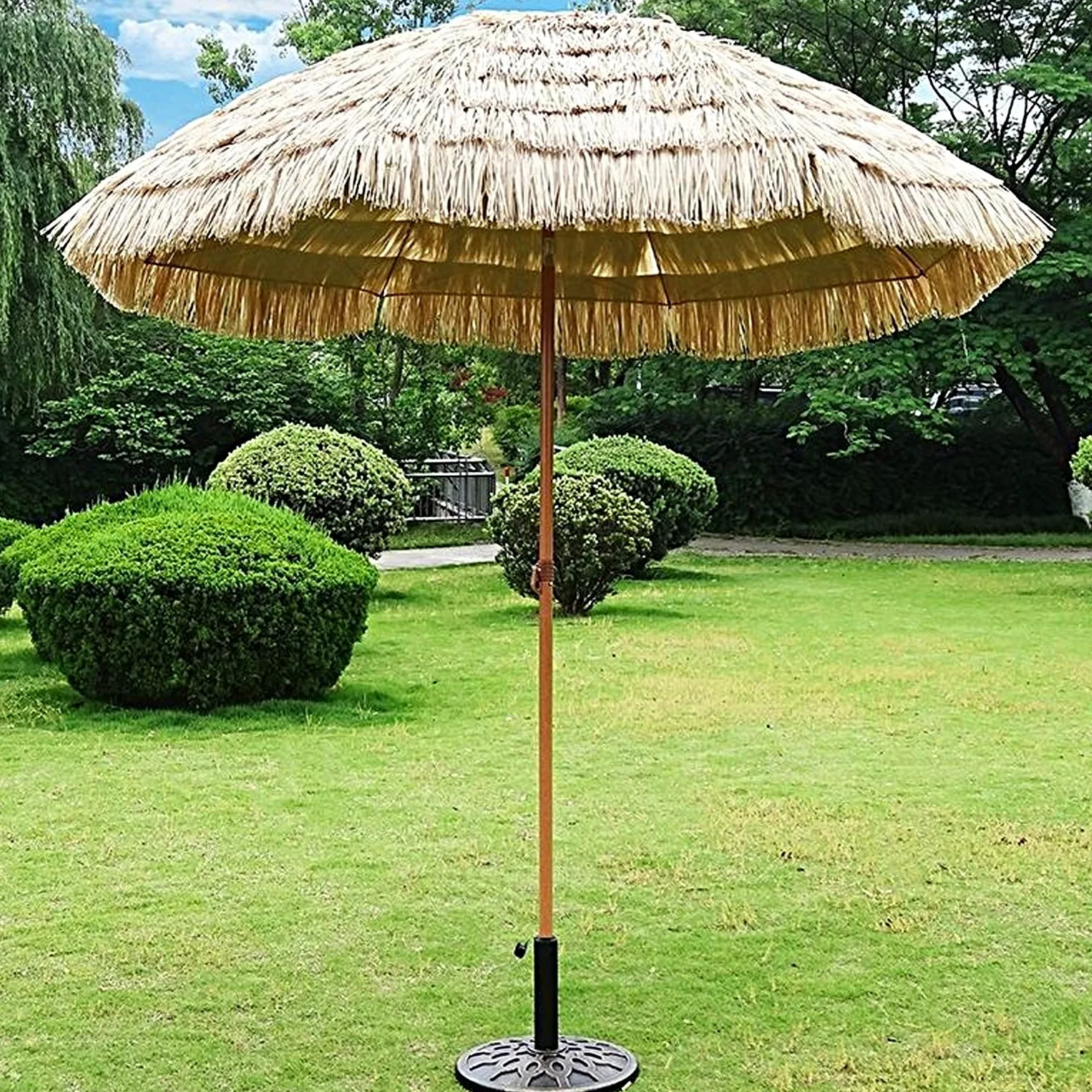 Sombrillas de Playa Antiviento Parasol de Simulación de Paja para Piscina Exterior Balcones Jardines Hoteles Playas Color Natural(Color:Natural A)