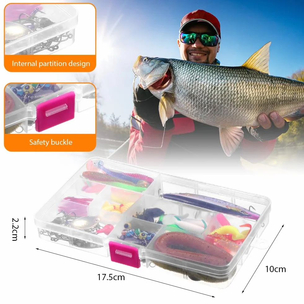 Vicloon Kits de Señuelos Pesca Artificiales Accesorios Cebos de Goma y Duros para Agua Dulce y Salada