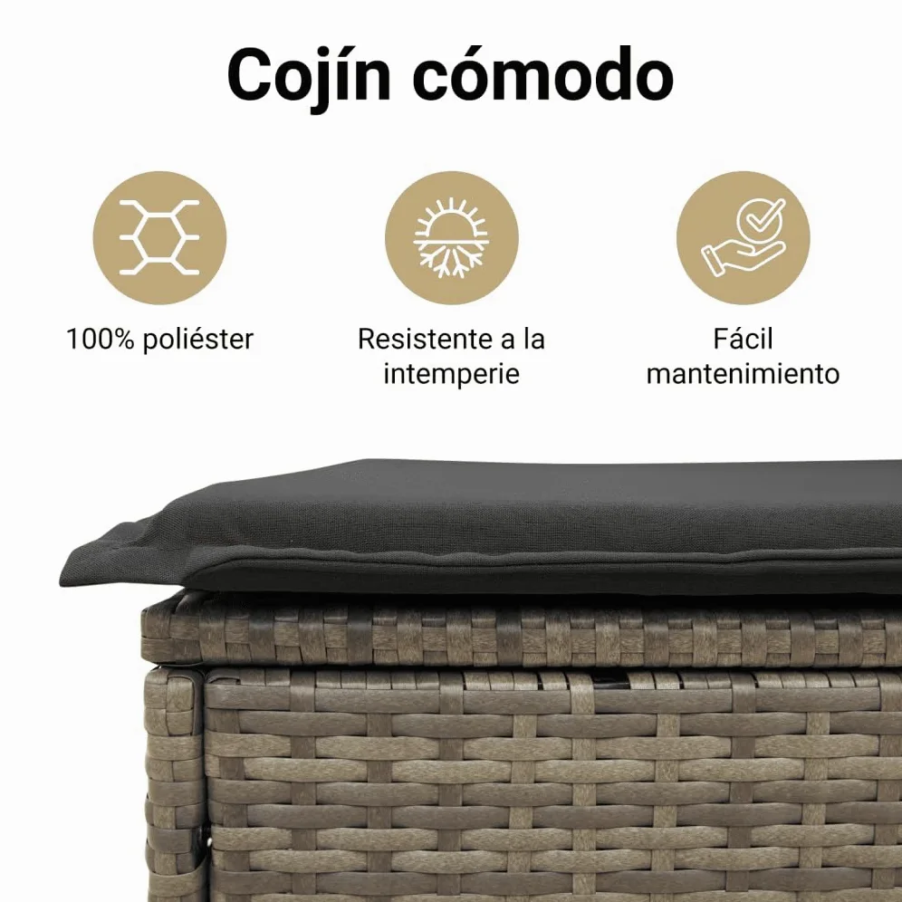 vidaXL Silla de Jardín sin Reposabrazos con Cojines, Sofá Modular, Sillón Individual, Asiento para Patio Terraza Balcón, Ratán PE Gris